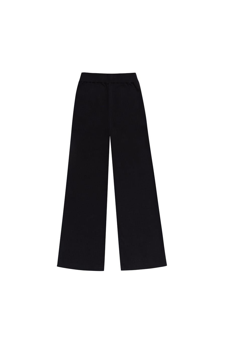 Peraluna DENISE TROUSER Rahat Kalıp Pamuk-Yün Karşım Kadın Triko Pantolon - Siyah