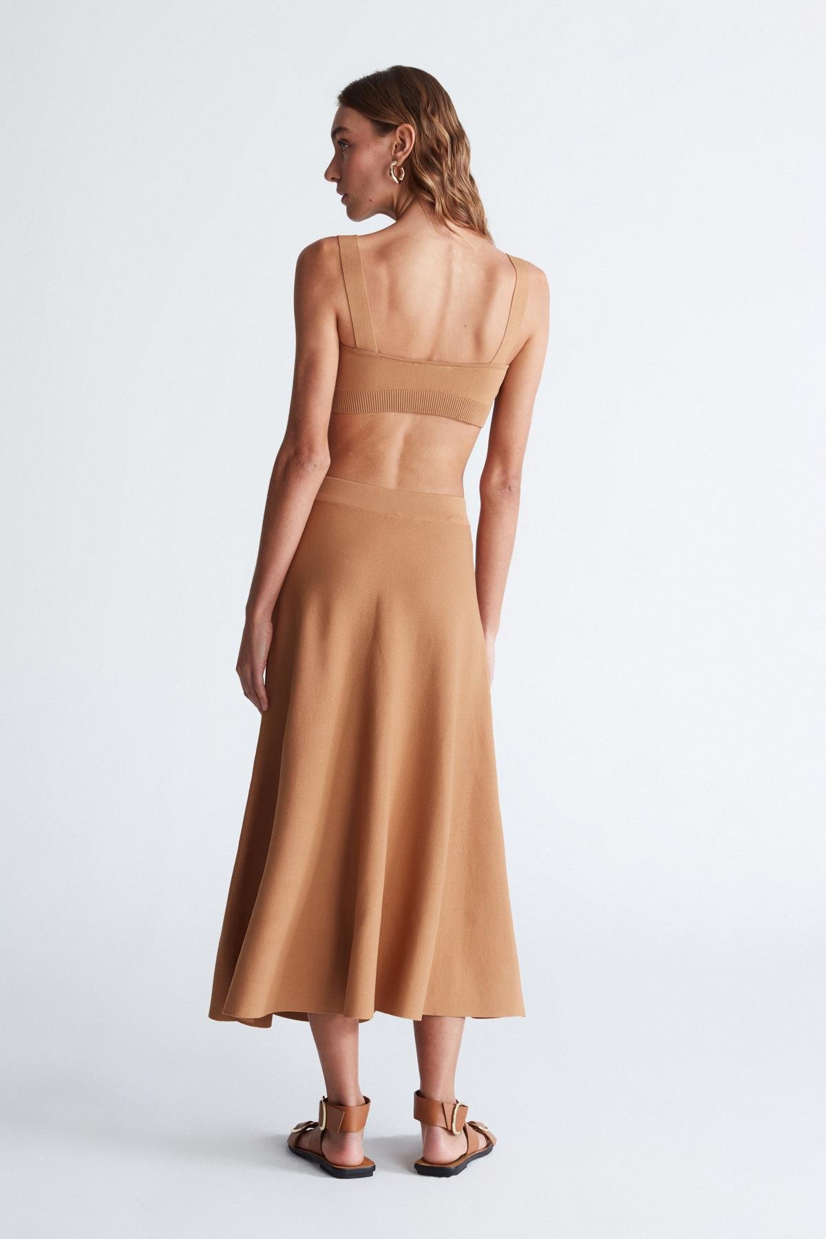 Peraluna ELIZABETH BRALET Düğme Detaylı Askılı Kadın Triko Bralet Camel