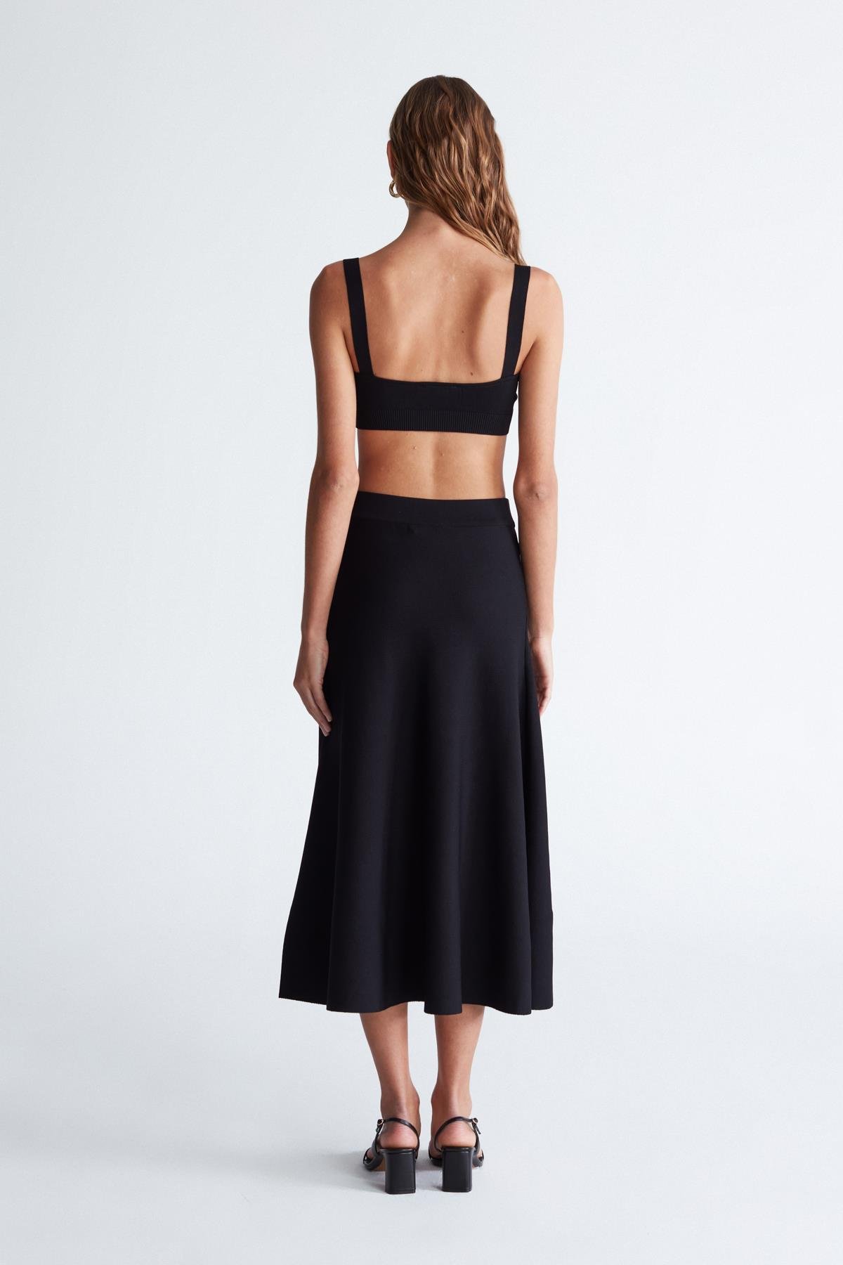 Peraluna ELIZABETH BRALET Düğme Detaylı Askılı Kadın Triko Bralet Siyah