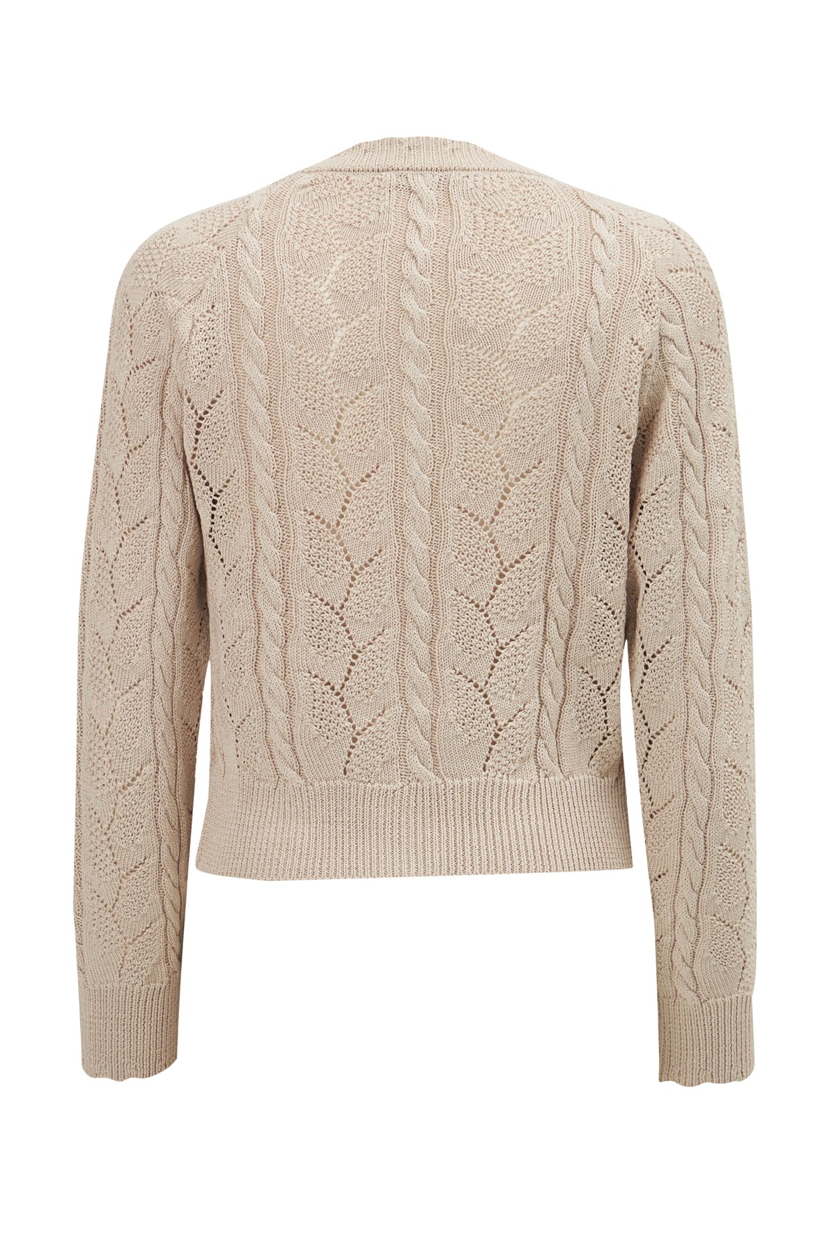 Peraluna ELLA CARDIGAN Ajur Detaylı Yazlık Düğmeli Kadın Triko Hırka Bej