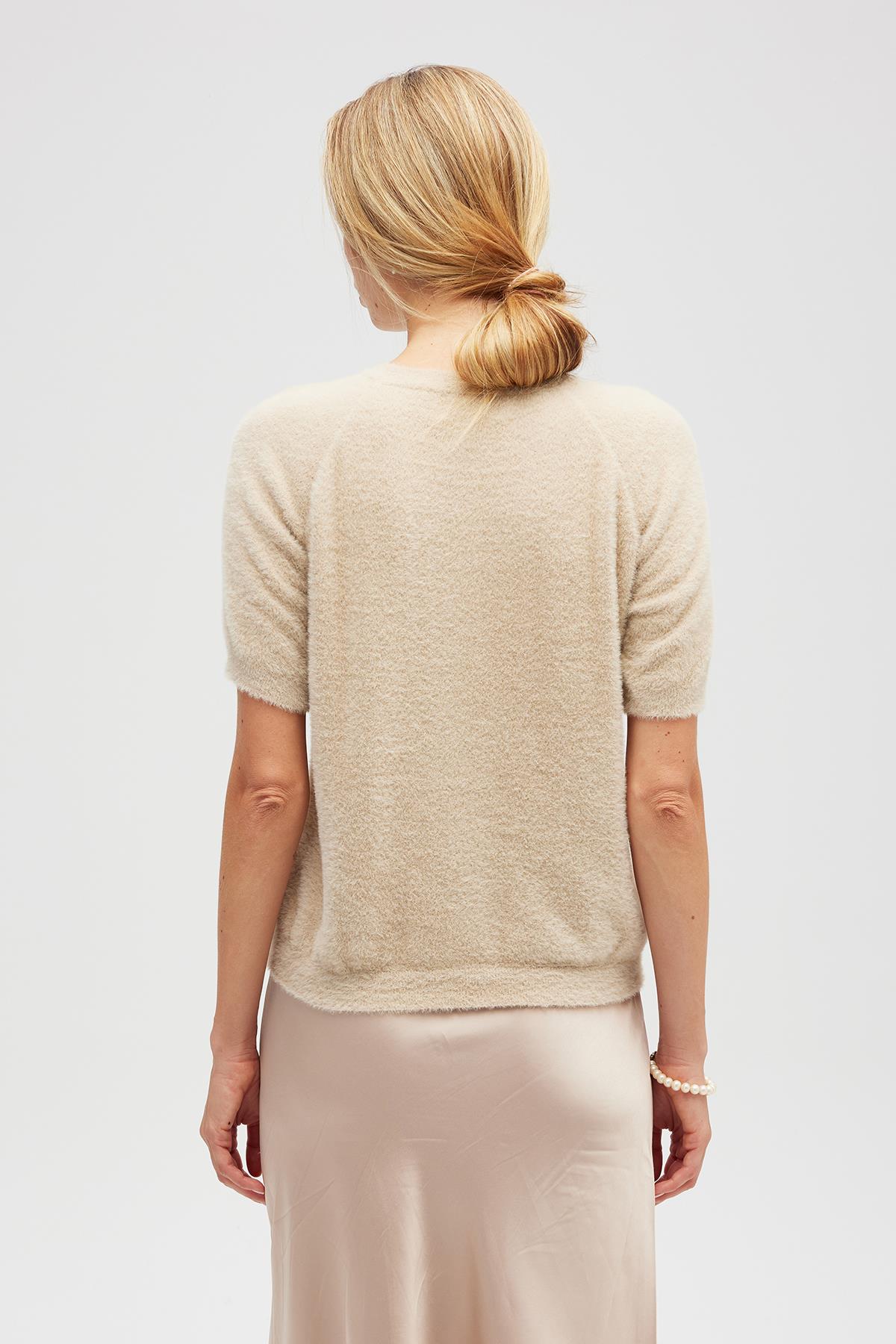 Peraluna Emilia Kadın Triko İnci Süslemeli Bluz - Bej