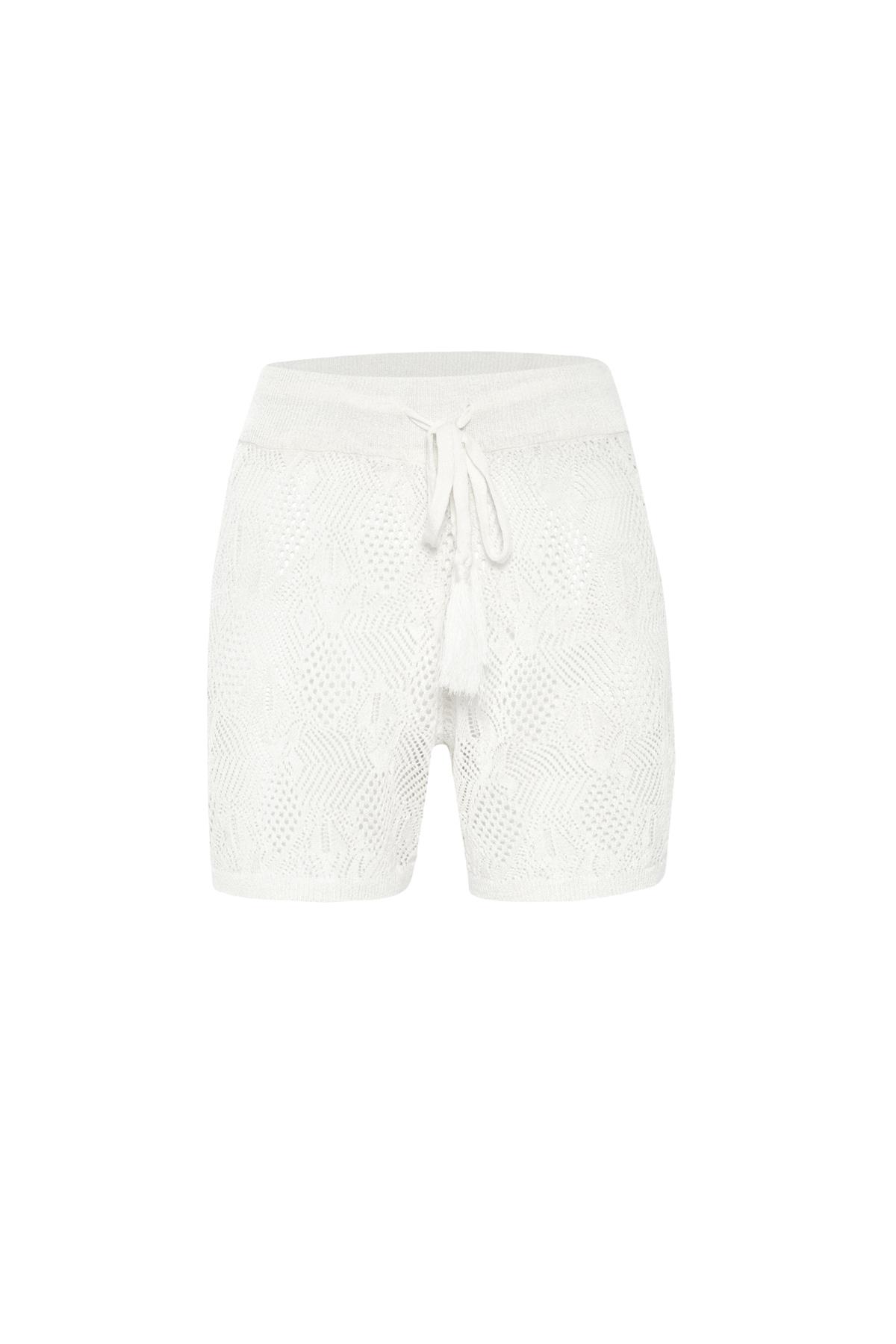 Peraluna EMMA SHORTS Dantel Örgü Beli Lastikli Mini Kadın Triko Şort Ekru