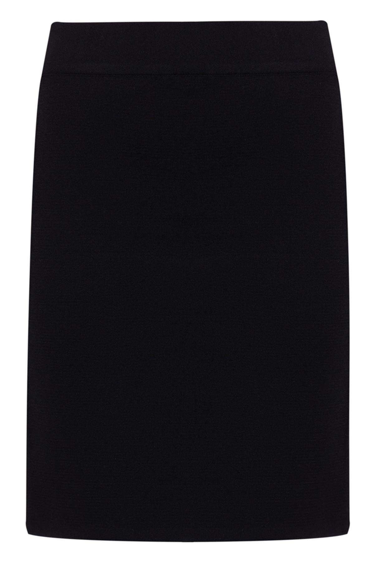 Peraluna EVA SKIRT Standart Fit  Beli Lastikli Mini Kadın Triko Etek - Siyah