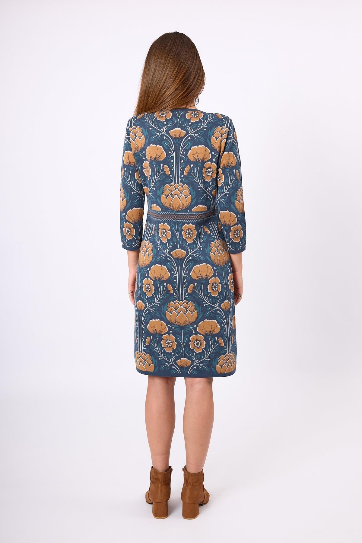 Peraluna Felicity Çiçek Jakarlı Kadın Triko Hırka - İndigo Multi