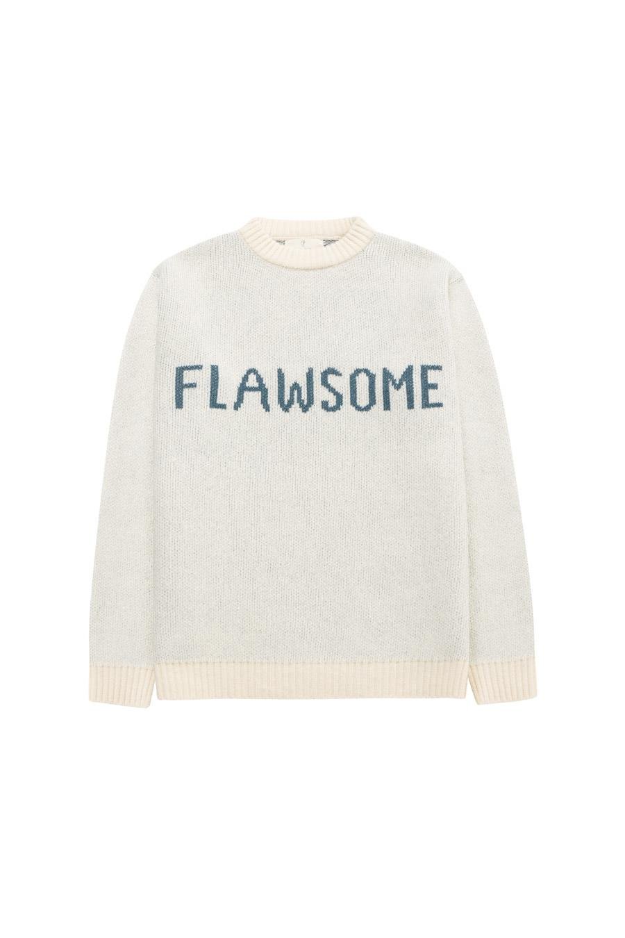 Peraluna FLAWSOME SWEATER Bisiklet Yaka Jakarlı Pamuk-Yün Karışım Kadın Triko Kazak - Ekru