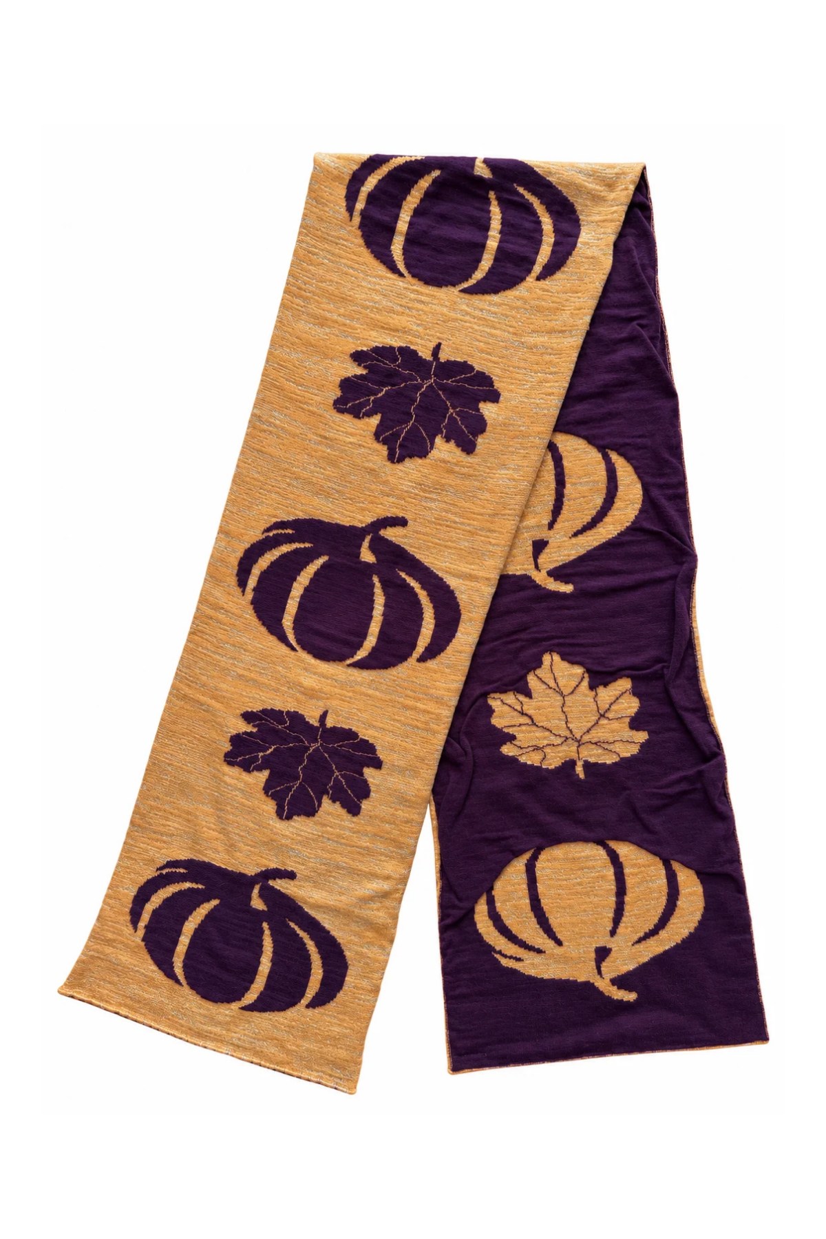 Peraluna Flying Pumpkin Atkı Balkabağı Desenli Atkı - Mor/Turuncu
