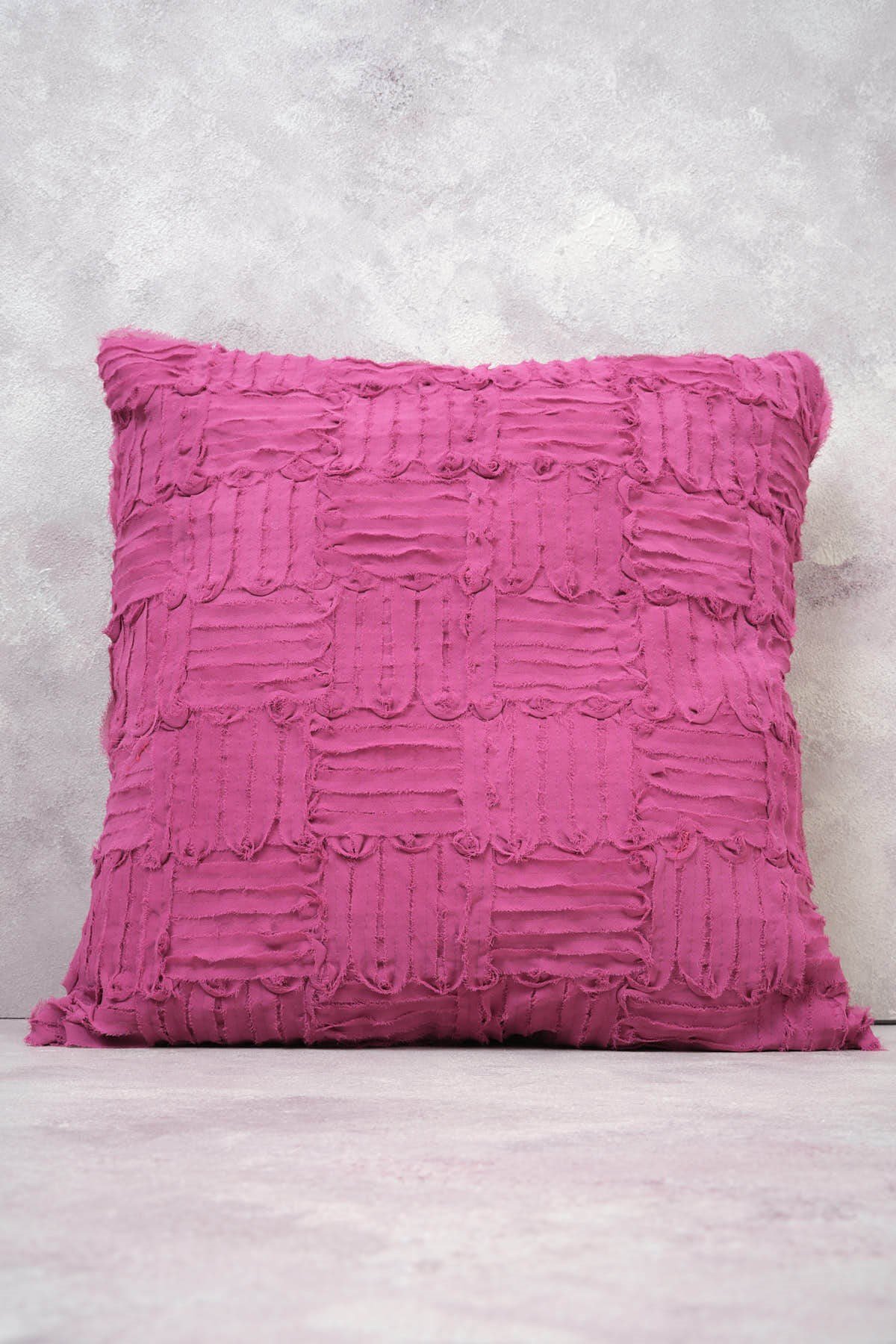 Peraluna FOAM PILLOW Chiffon Strip Knitwear Pillowcase 45X45 cm. - Fuchsia
