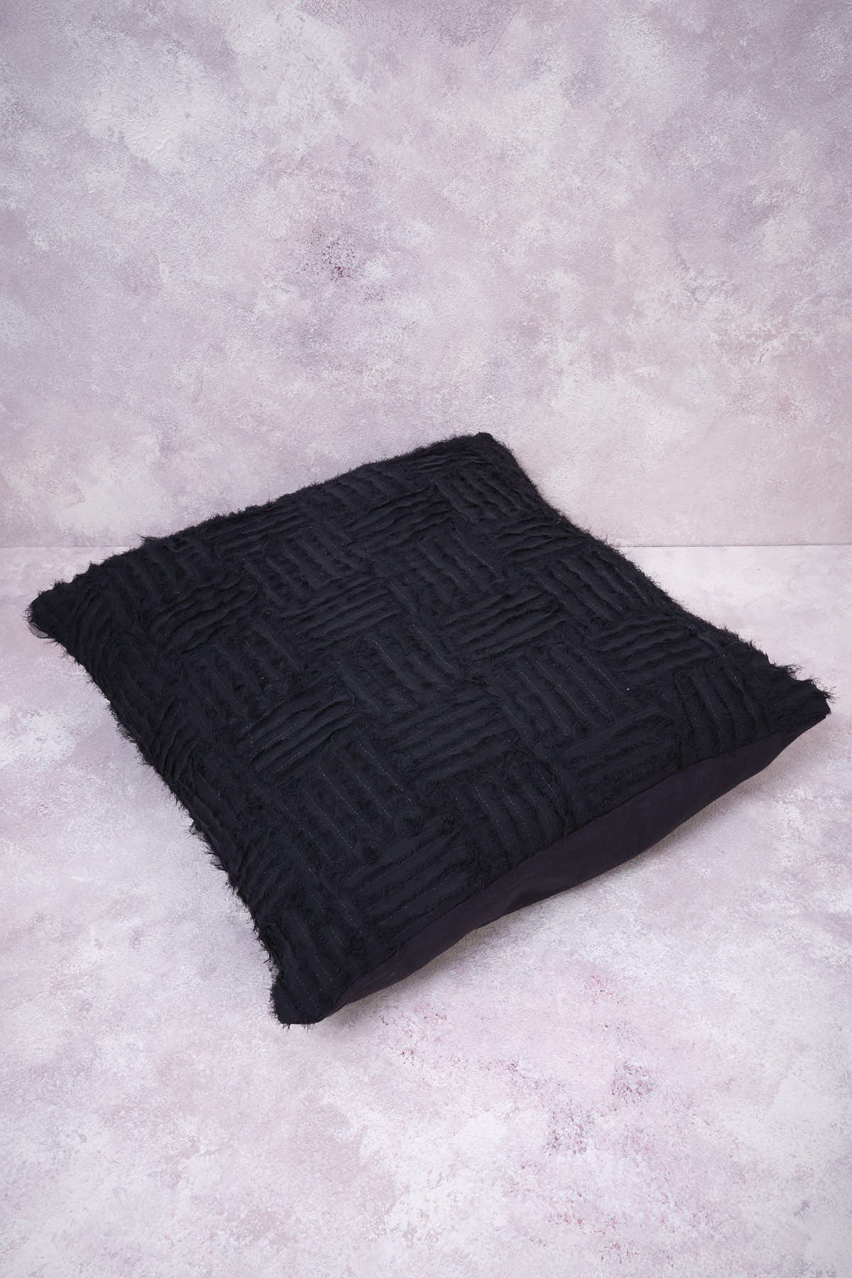 Peraluna FOAM PILLOW Chiffon Strip Knitwear Pillowcase 45X45 cm. - Black