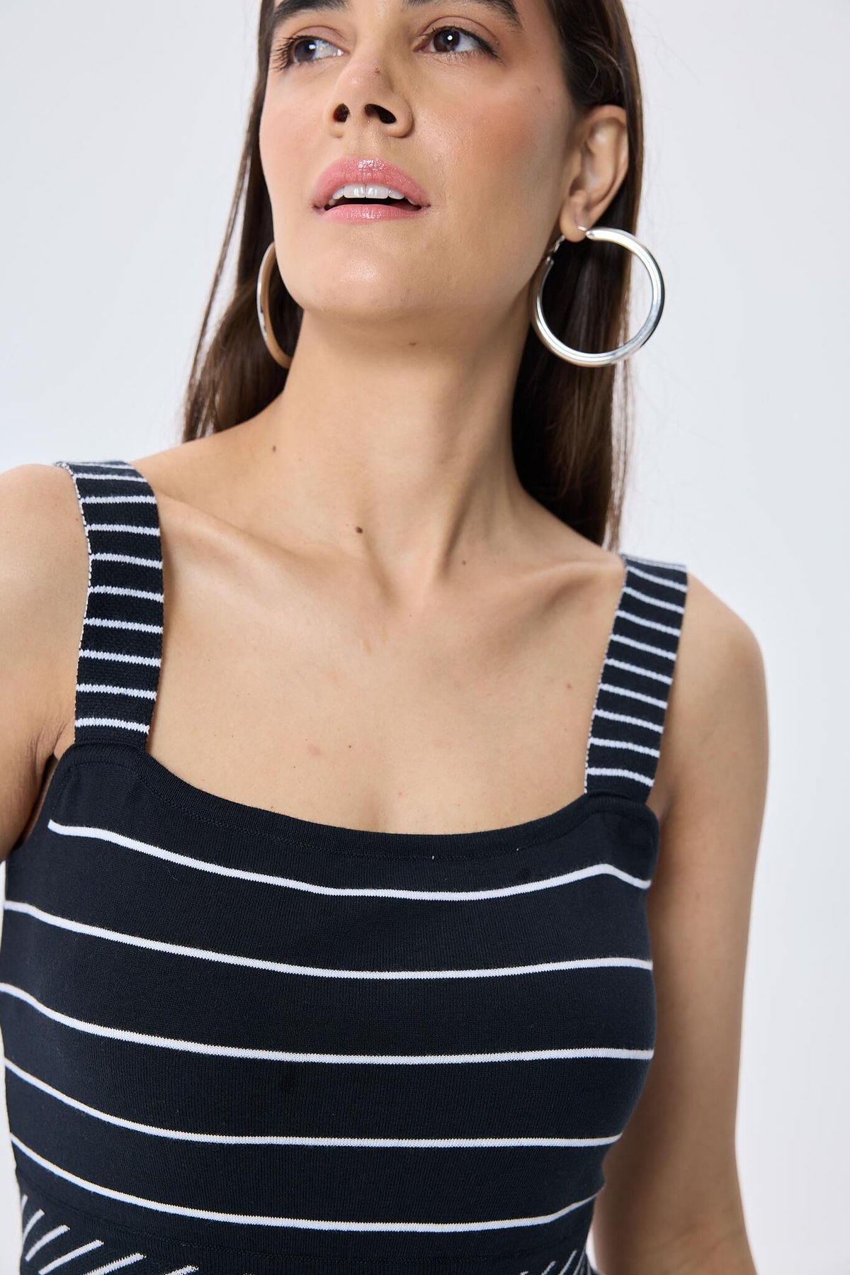 Peraluna Freya, Çizgili Yazlık Triko Kadın Elbise  - ANTRASIT