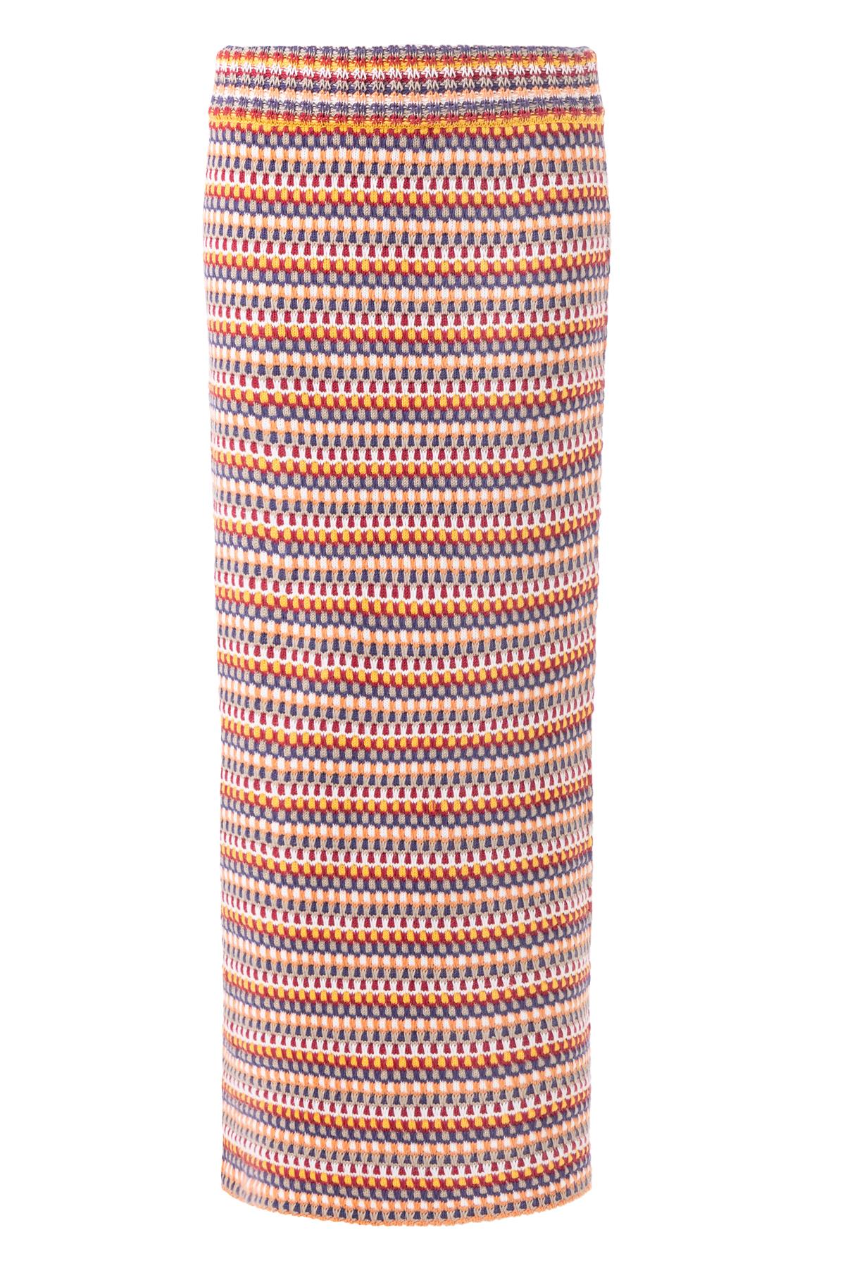 Peraluna FRIDA LONG SKIRT Beli Lastikli Dar Kesim Yan Yırtmaçlı 90 Cm Kadın Triko Etek - Çok Renkli