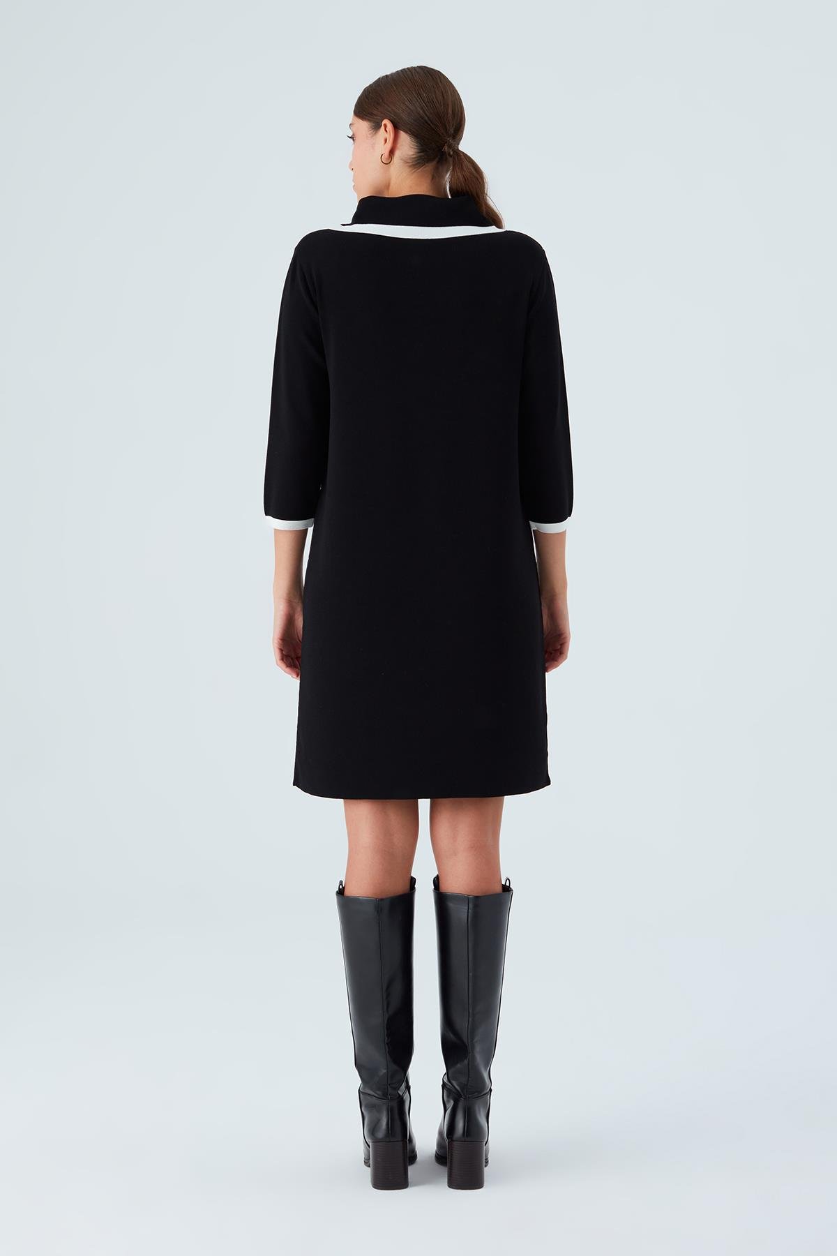 Peraluna GRACE DRESS Rahat Kesim A Form Kadın Triko Elbise Siyah