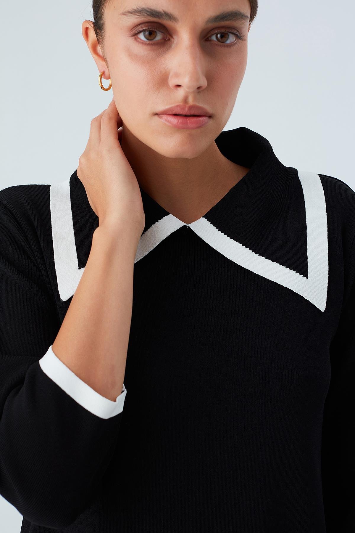 Peraluna GRACE DRESS Rahat Kesim A Form Kadın Triko Elbise Siyah