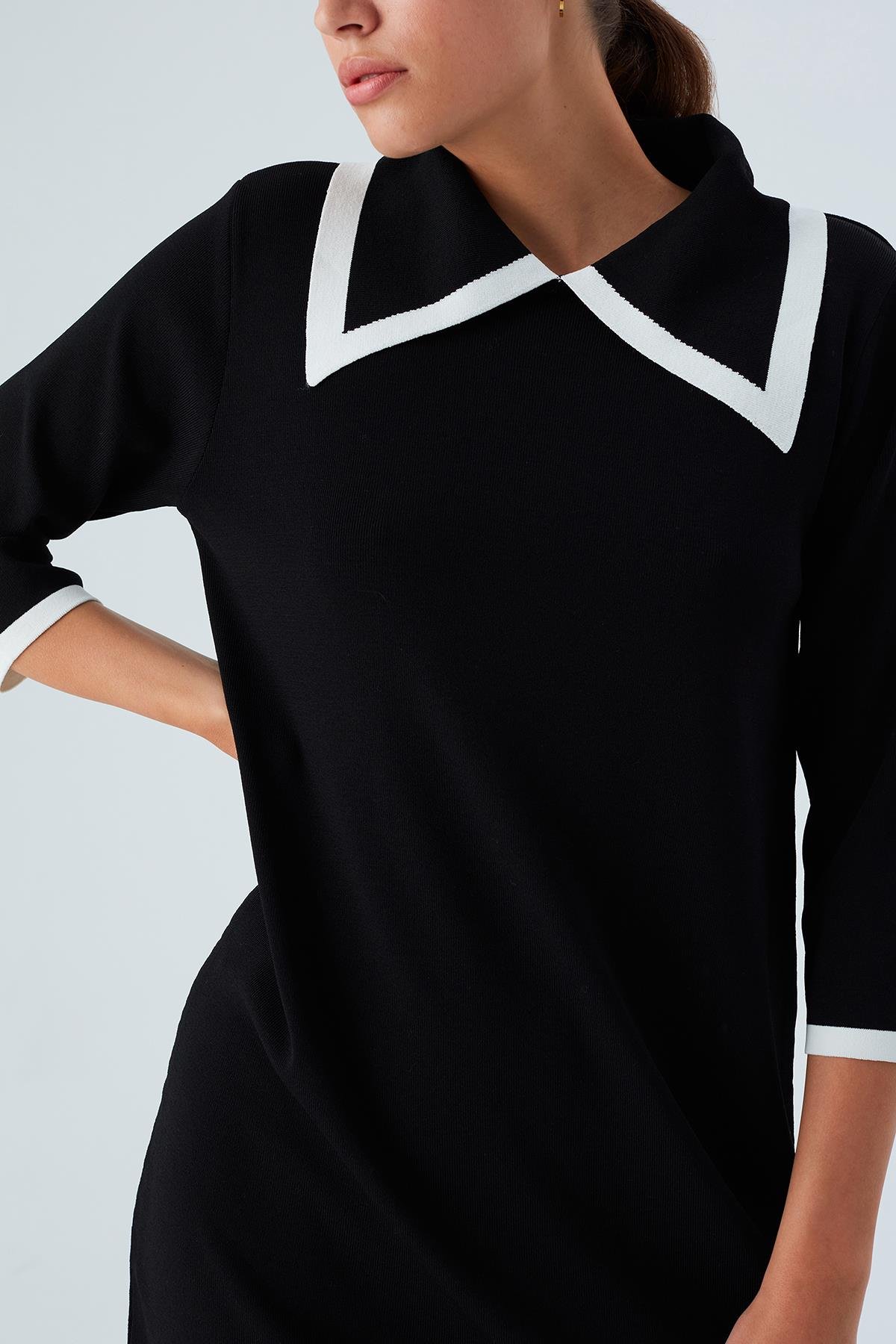 Peraluna GRACE DRESS Rahat Kesim A Form Kadın Triko Elbise Siyah