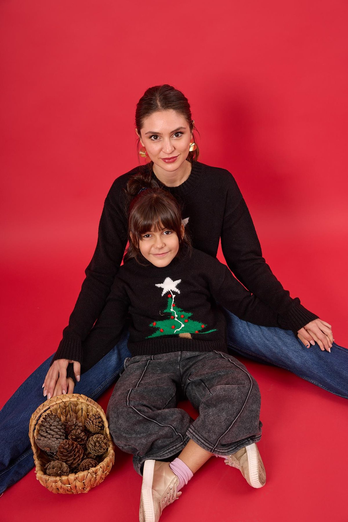 Peraluna Happy Times Çam Ağacı Desenli Çocuk Yılbaşı Kazağı - Siyah/Yeşil