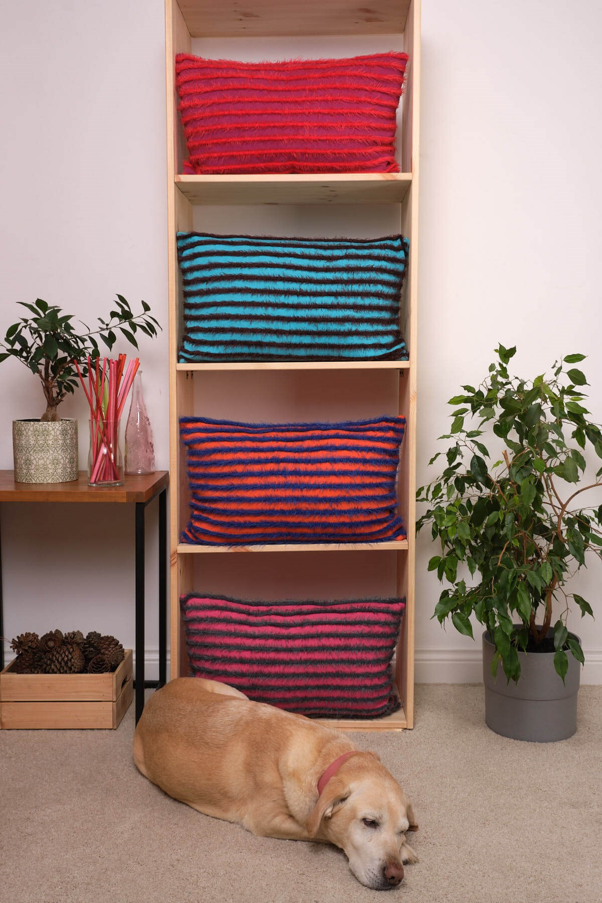 Peraluna HAVANA PILLOW Egzotik Tasarım Çizgili İçi Dolu Triko Yastık Turkuaz/Kahve
