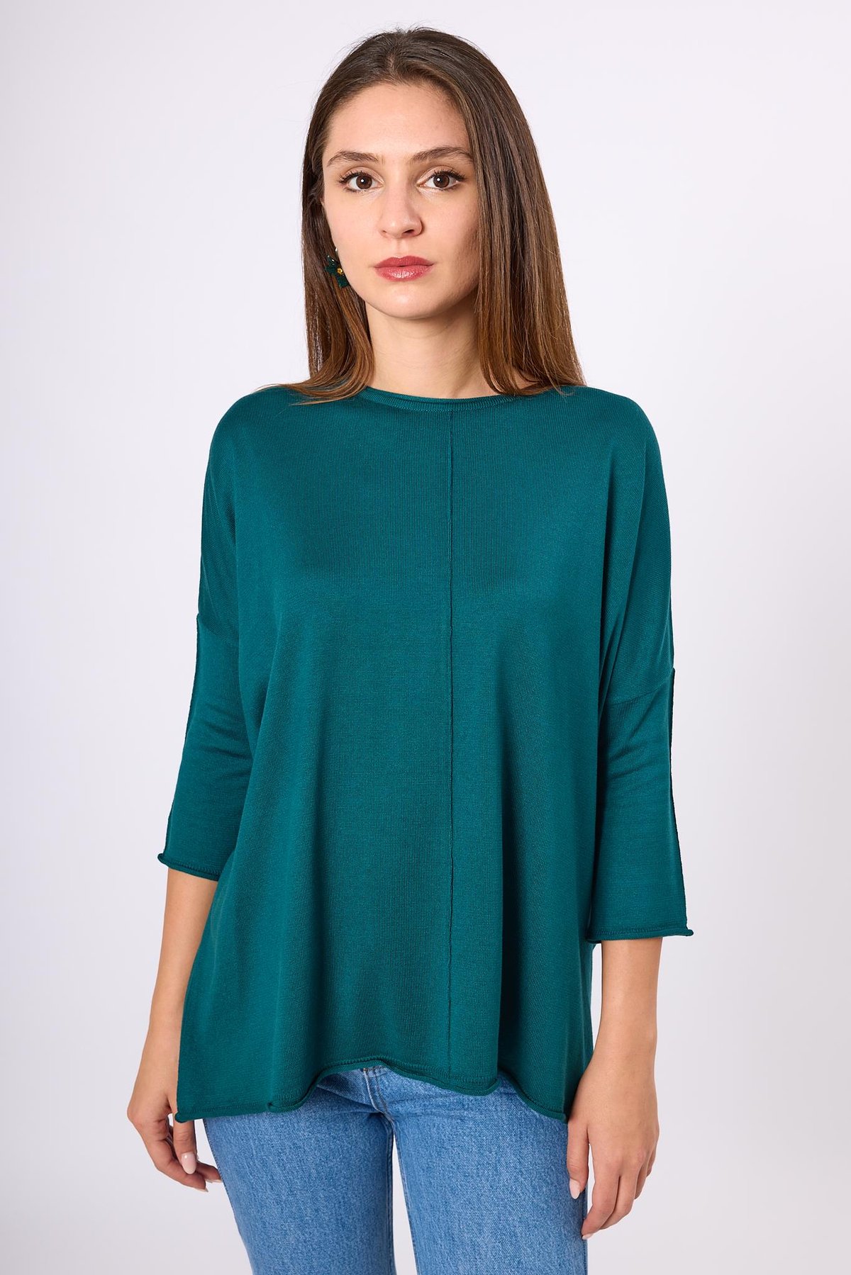 Peraluna Helion Bol Kesim Kadin Triko Kazak - Koyu Yeşil