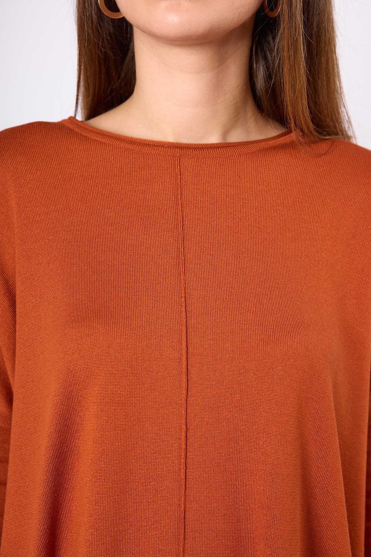 Peraluna Helion Bol Kesim Kadin Triko Kazak - Safran