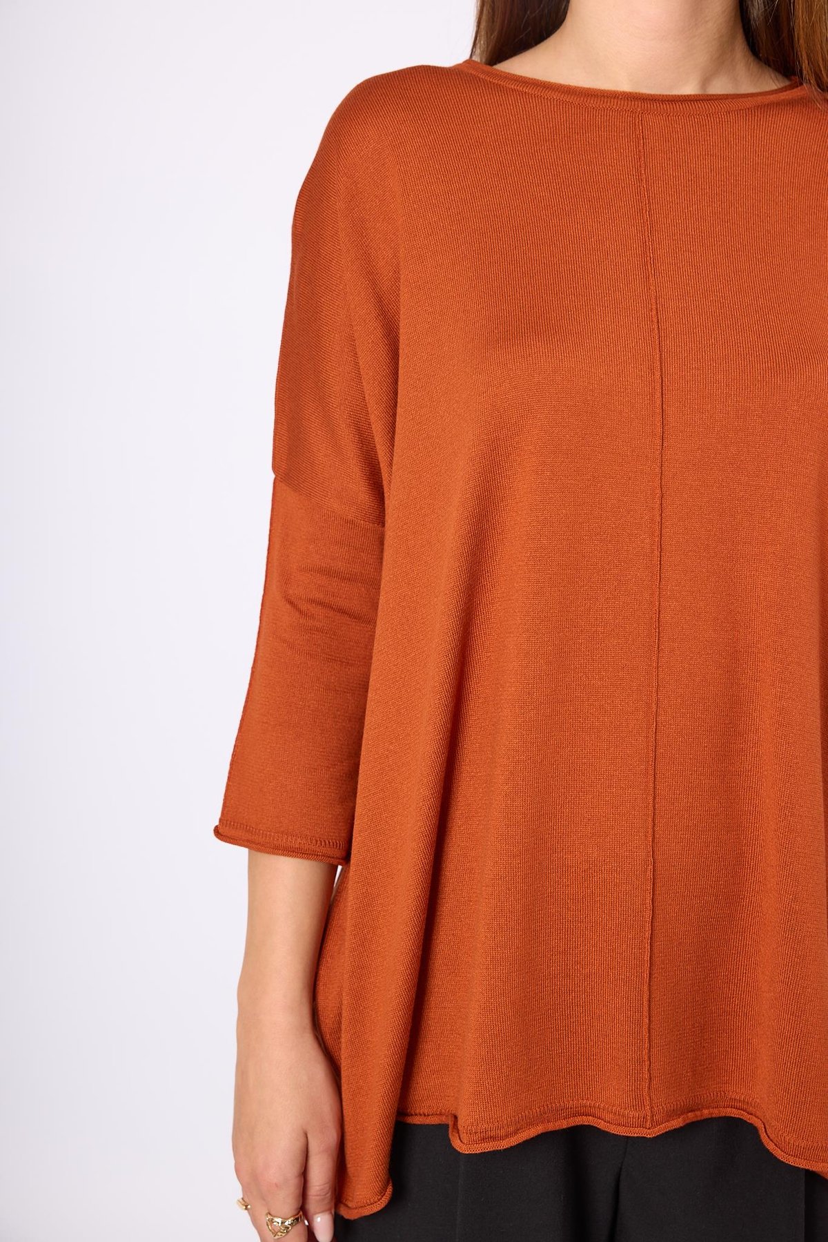 Peraluna Helion Bol Kesim Kadin Triko Kazak - Safran