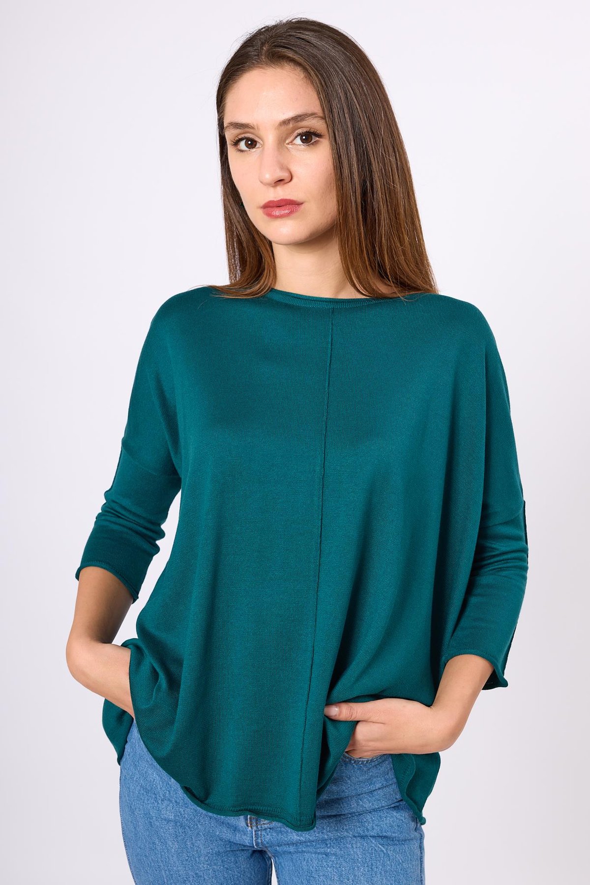 Peraluna Helion Bol Kesim Kadin Triko Kazak - Koyu Yeşil