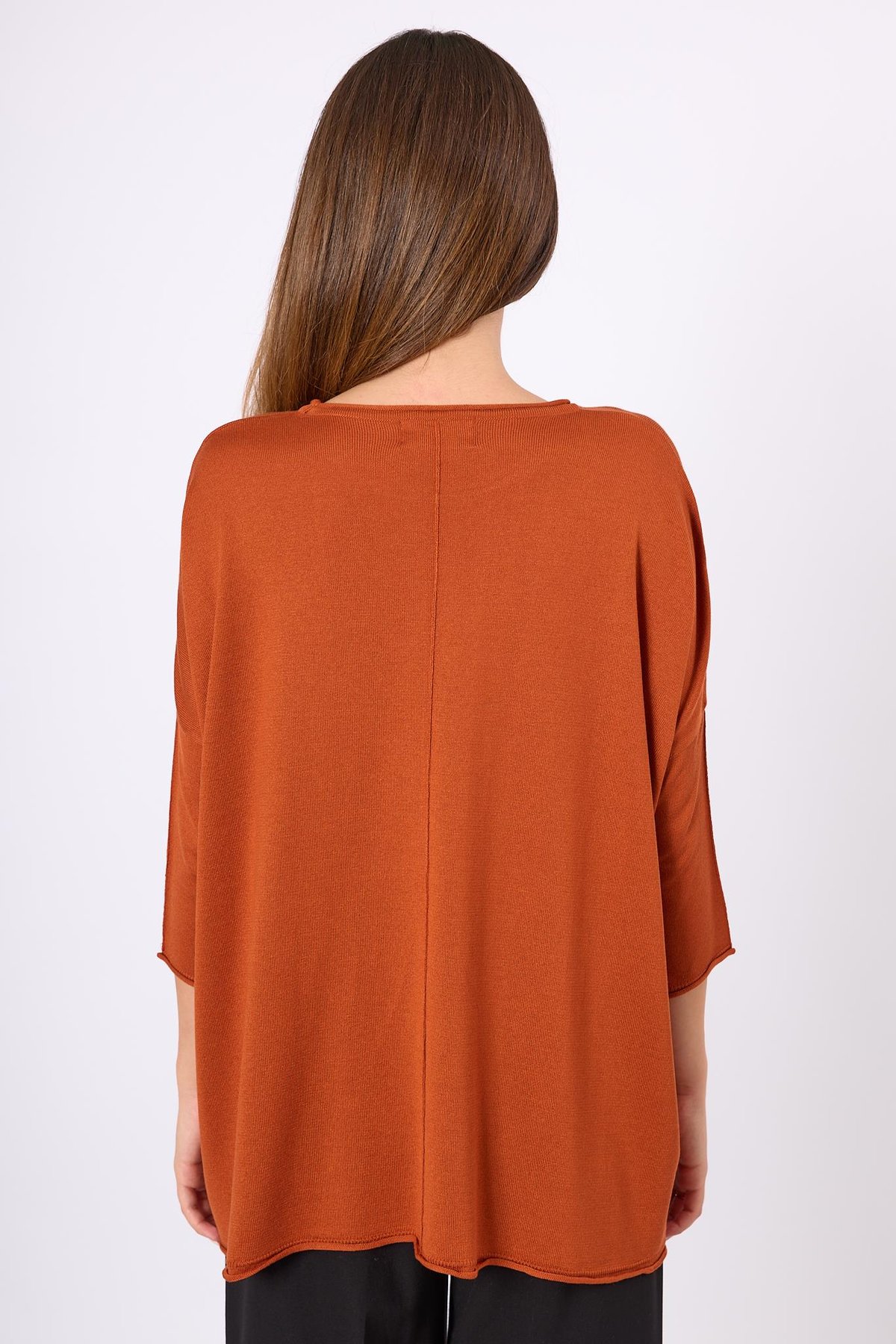 Peraluna Helion Bol Kesim Kadin Triko Kazak - Safran