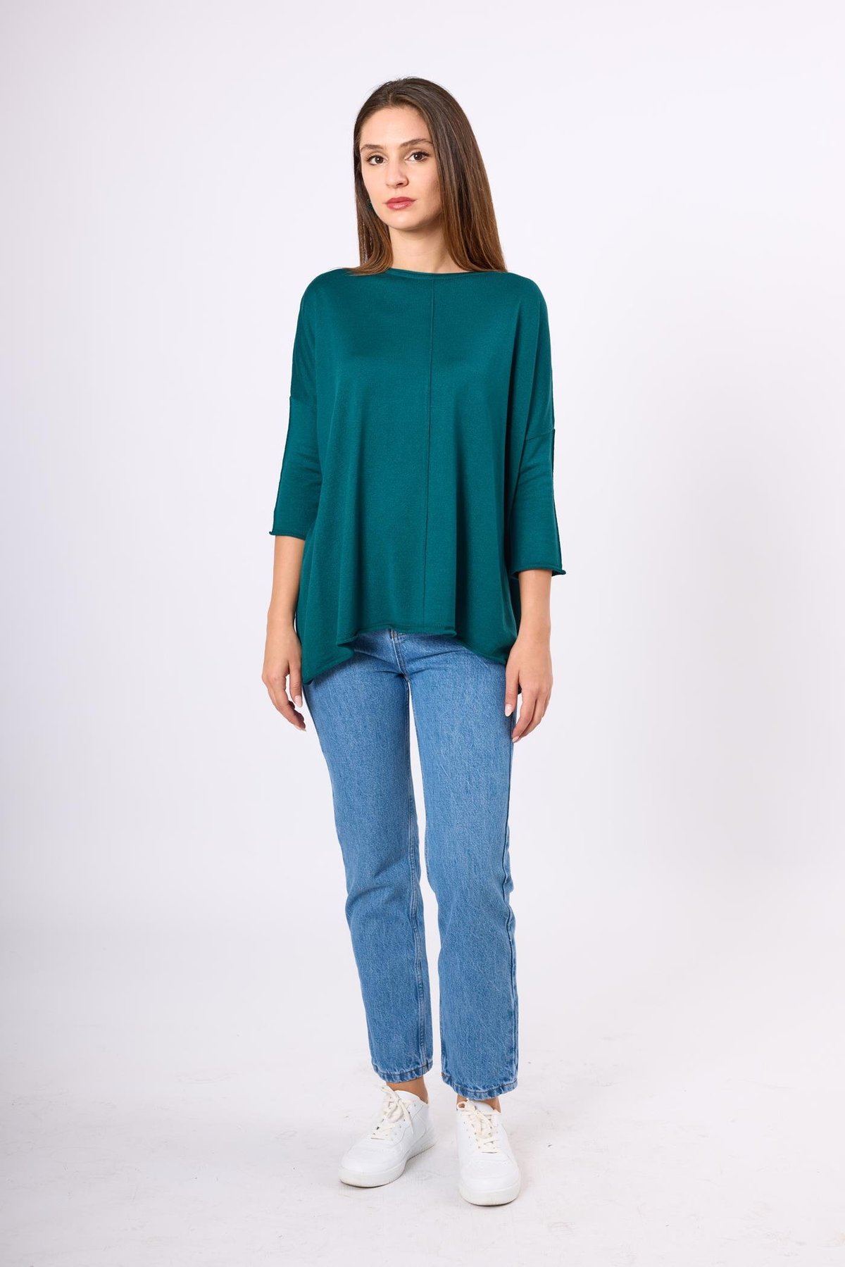 Peraluna Helion Bol Kesim Kadin Triko Kazak - Koyu Yeşil