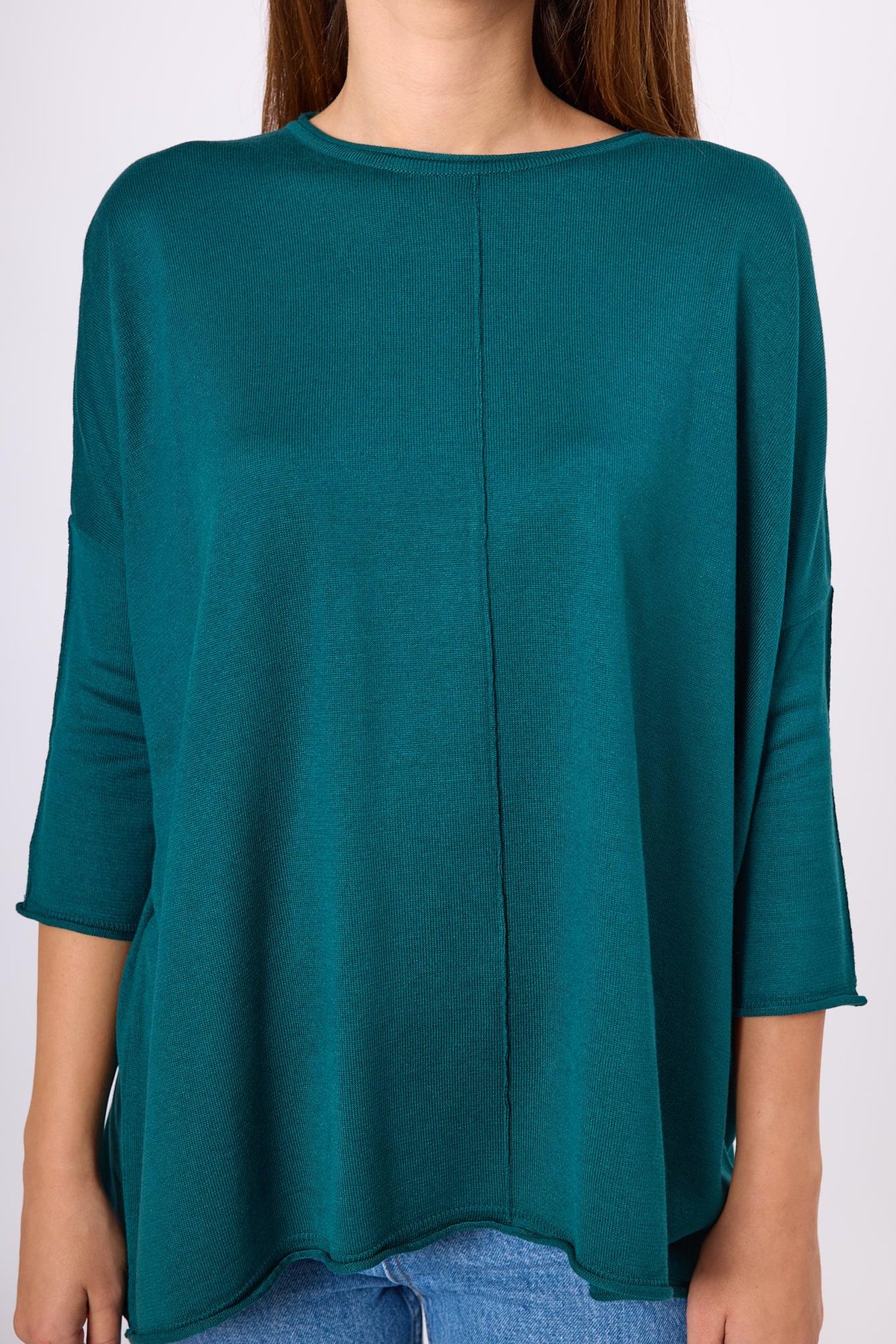 Peraluna Helion Bol Kesim Kadin Triko Kazak - Koyu Yeşil