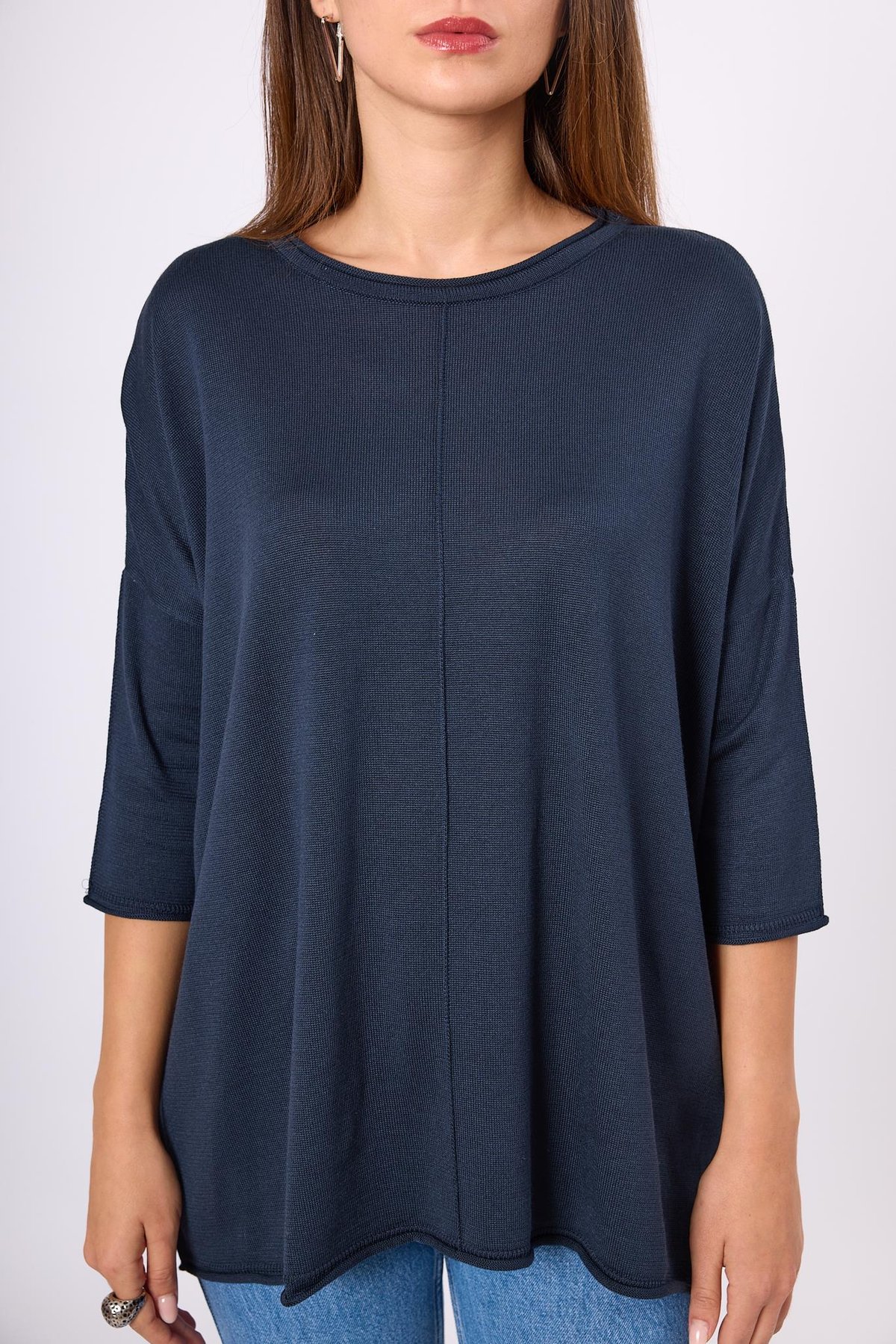 Peraluna Helion Bol Kesim Kadin Triko Kazak - Lacivert