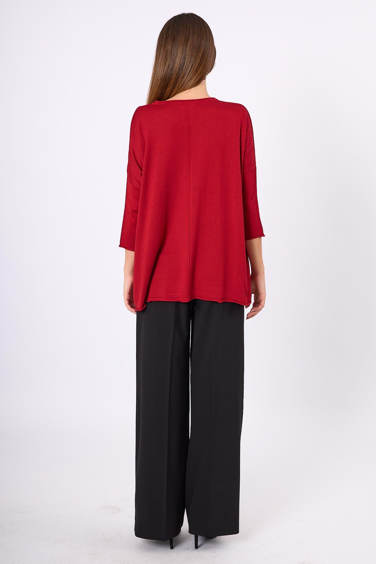 Peraluna Helion Bol Kesim Kadin Triko Kazak - Bordo