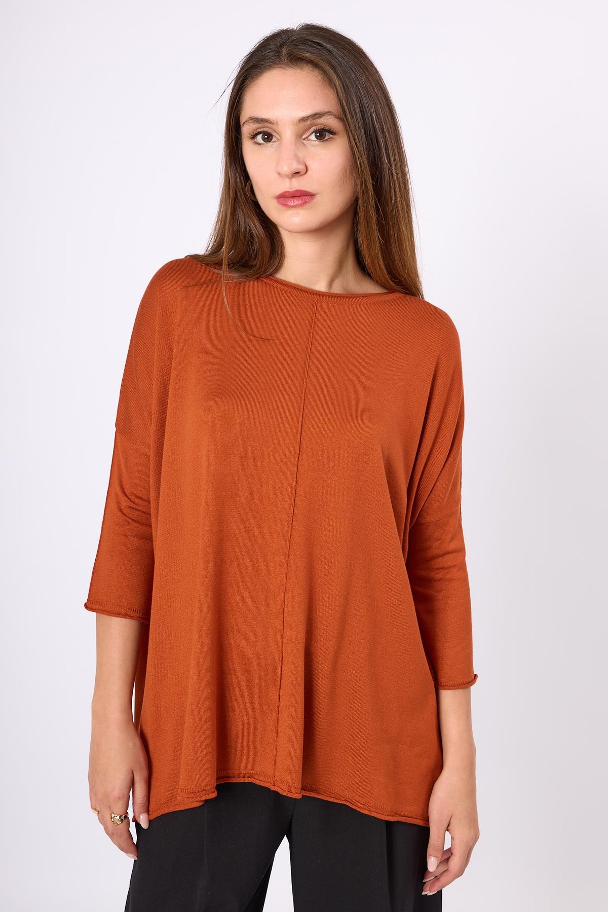 Peraluna Helion Bol Kesim Kadin Triko Kazak - Safran