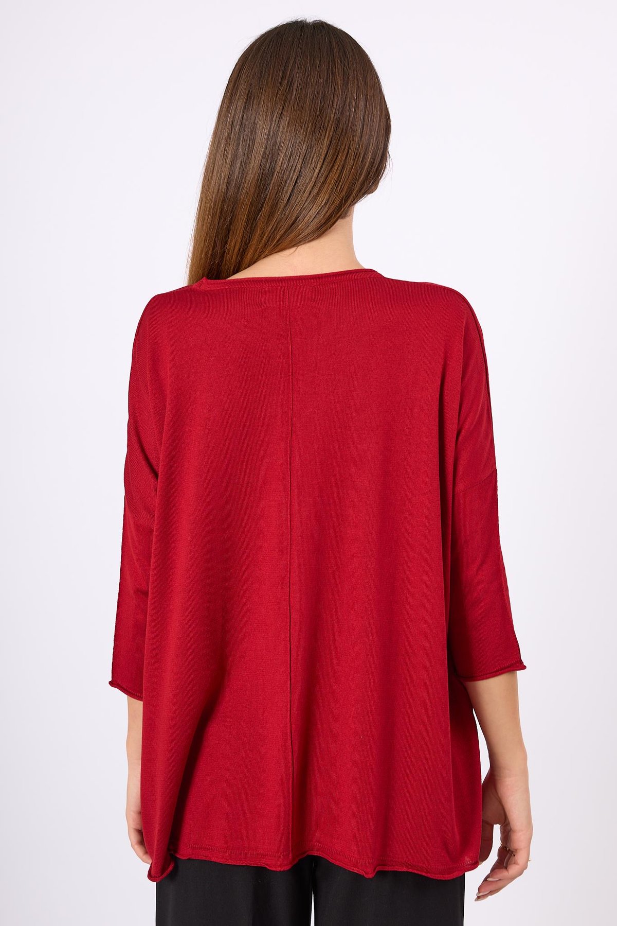 Peraluna Helion Bol Kesim Kadin Triko Kazak - Bordo