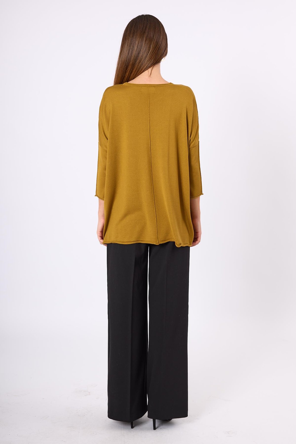 Peraluna Helion Bol Kesim Kadin Triko Kazak - Hardal