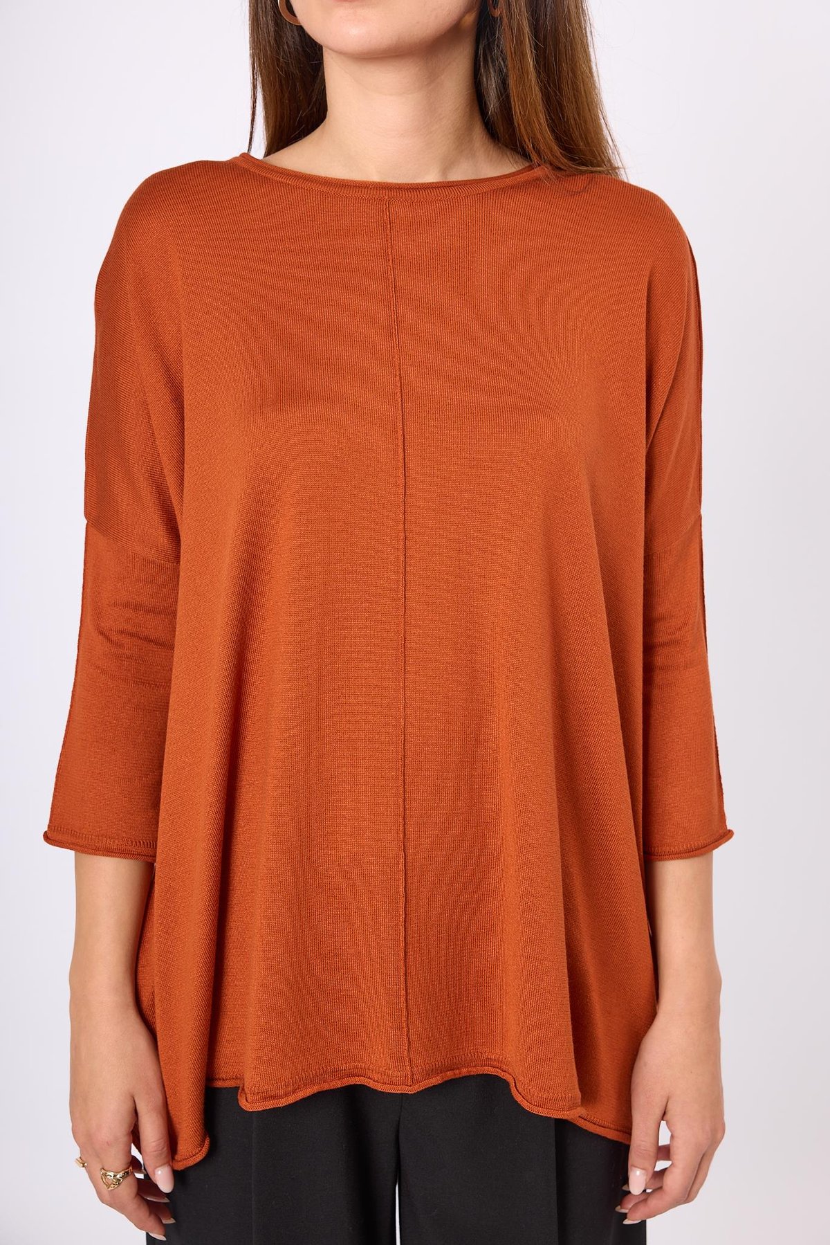 Peraluna Helion Bol Kesim Kadin Triko Kazak - Safran