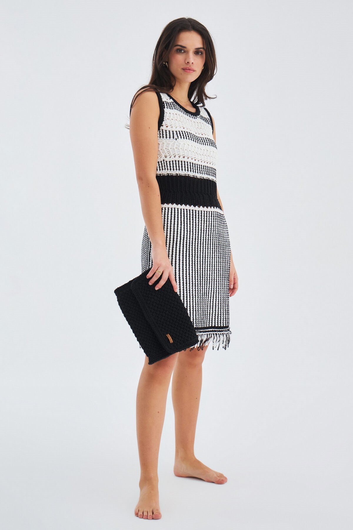 Peraluna HI RA BAG 100% Cotton Handmade Women's Knitwear Handbag - Black