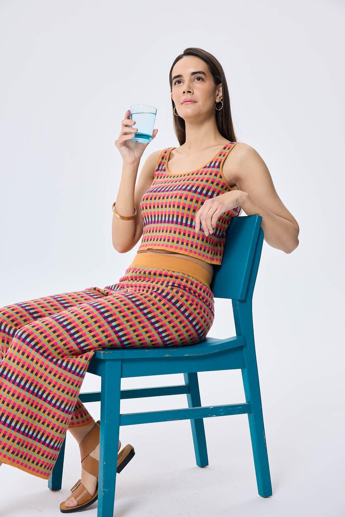 Peraluna illusion, Jakarlı Organik Pamuk Kadın Mevsimlik Triko Pantolon - MULTİ / HARDAL