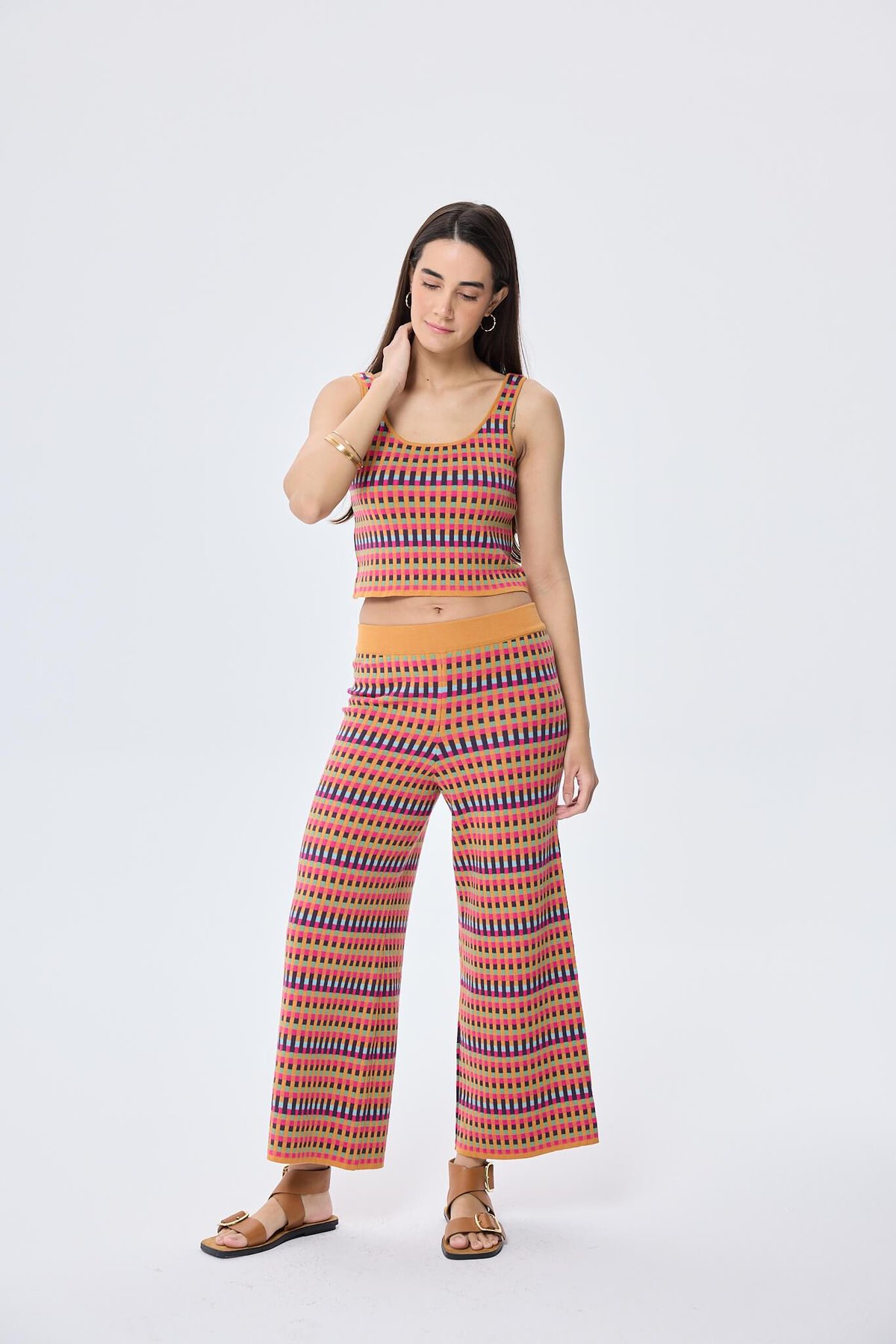 Peraluna illusion, Jakarlı Organik Pamuk Kadın Mevsimlik Triko Pantolon - MULTİ / HARDAL