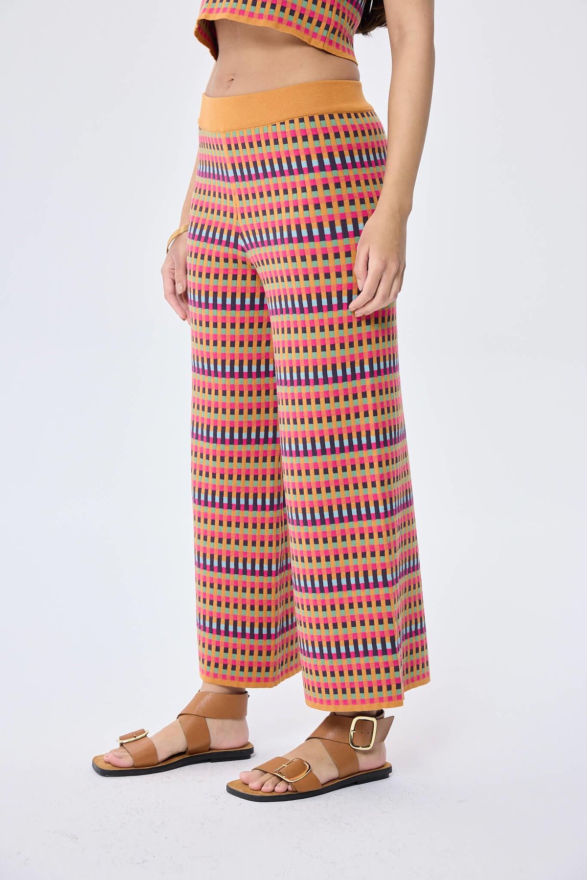 Peraluna illusion, Jakarlı Organik Pamuk Kadın Mevsimlik Triko Pantolon - MULTİ / HARDAL