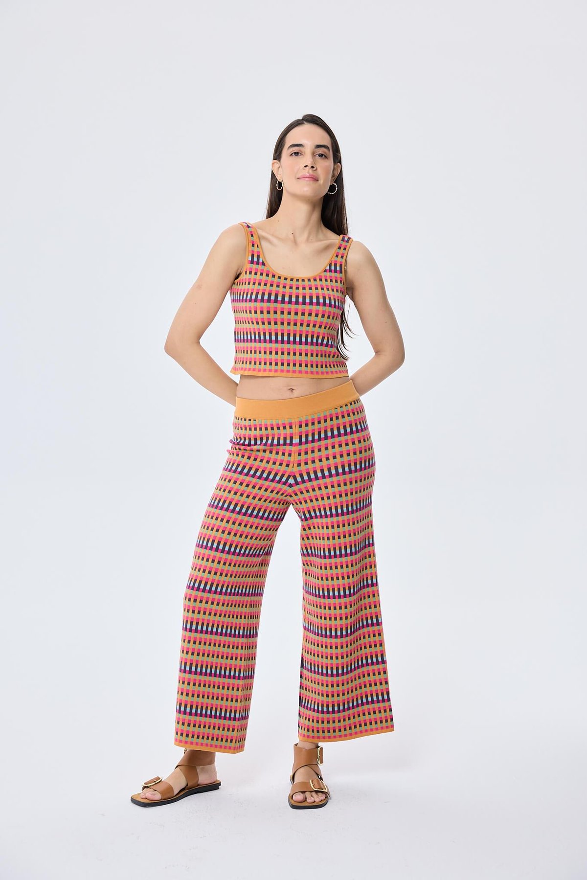 Peraluna illusion, Jakarlı Organik Pamuk Kadın Mevsimlik Triko Pantolon - MULTİ / HARDAL