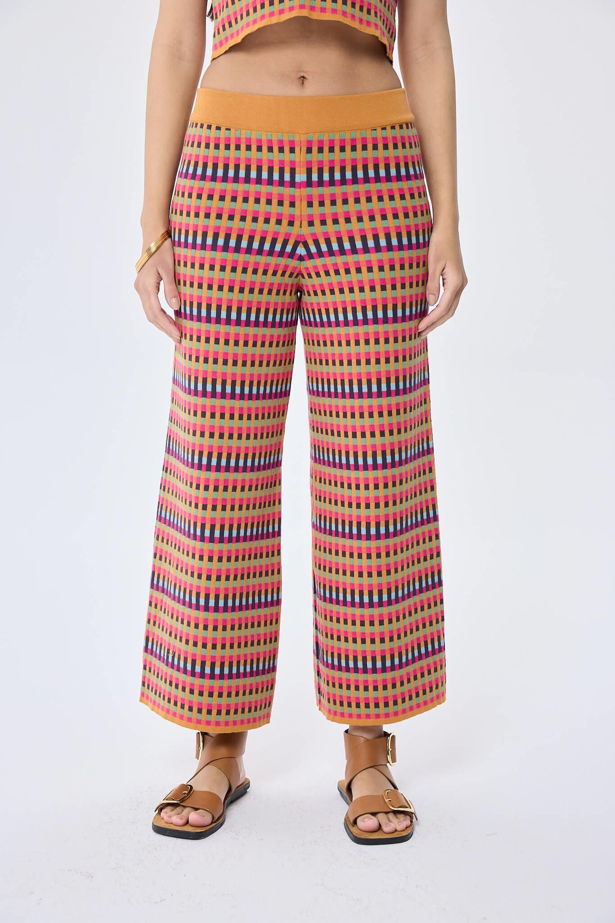 Peraluna illusion, Jakarlı Organik Pamuk Kadın Mevsimlik Triko Pantolon - MULTİ / HARDAL