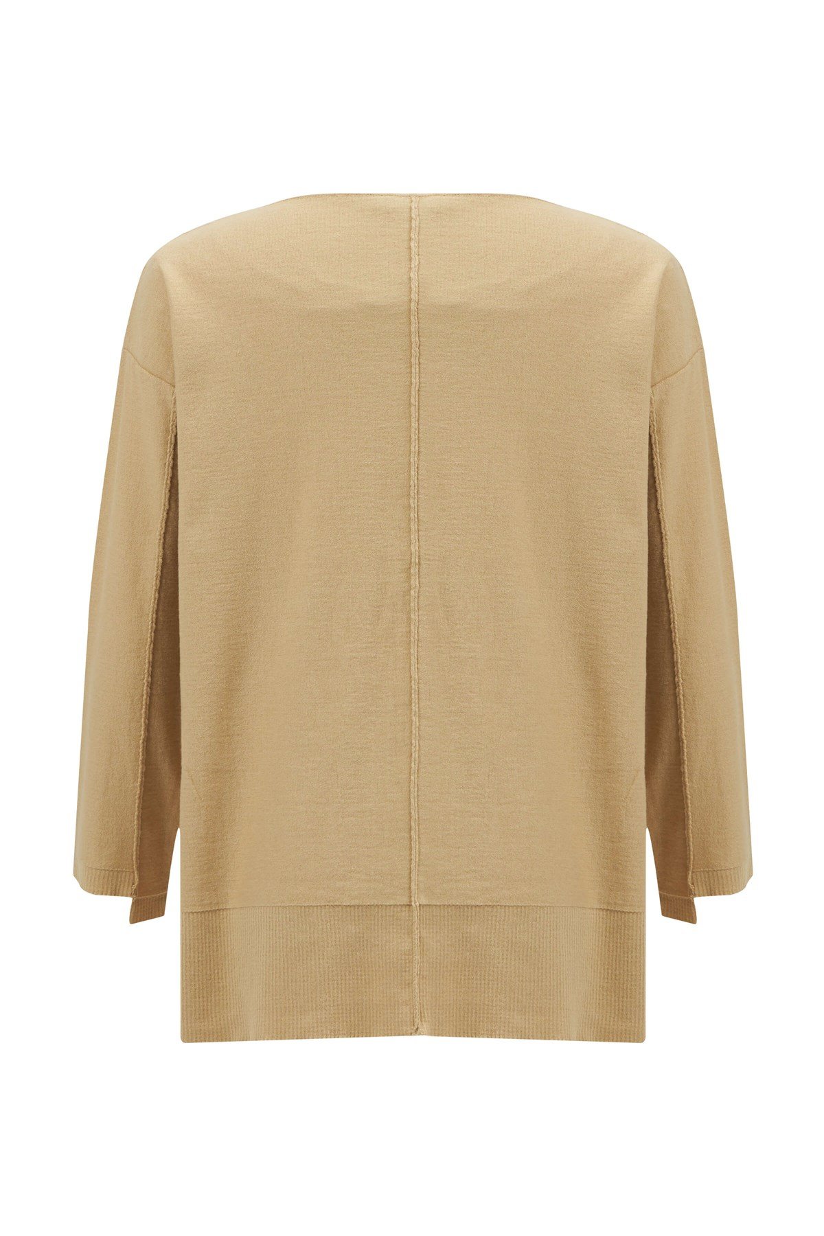 Peraluna İnce V Yaka Kadın Triko Tunik Bej