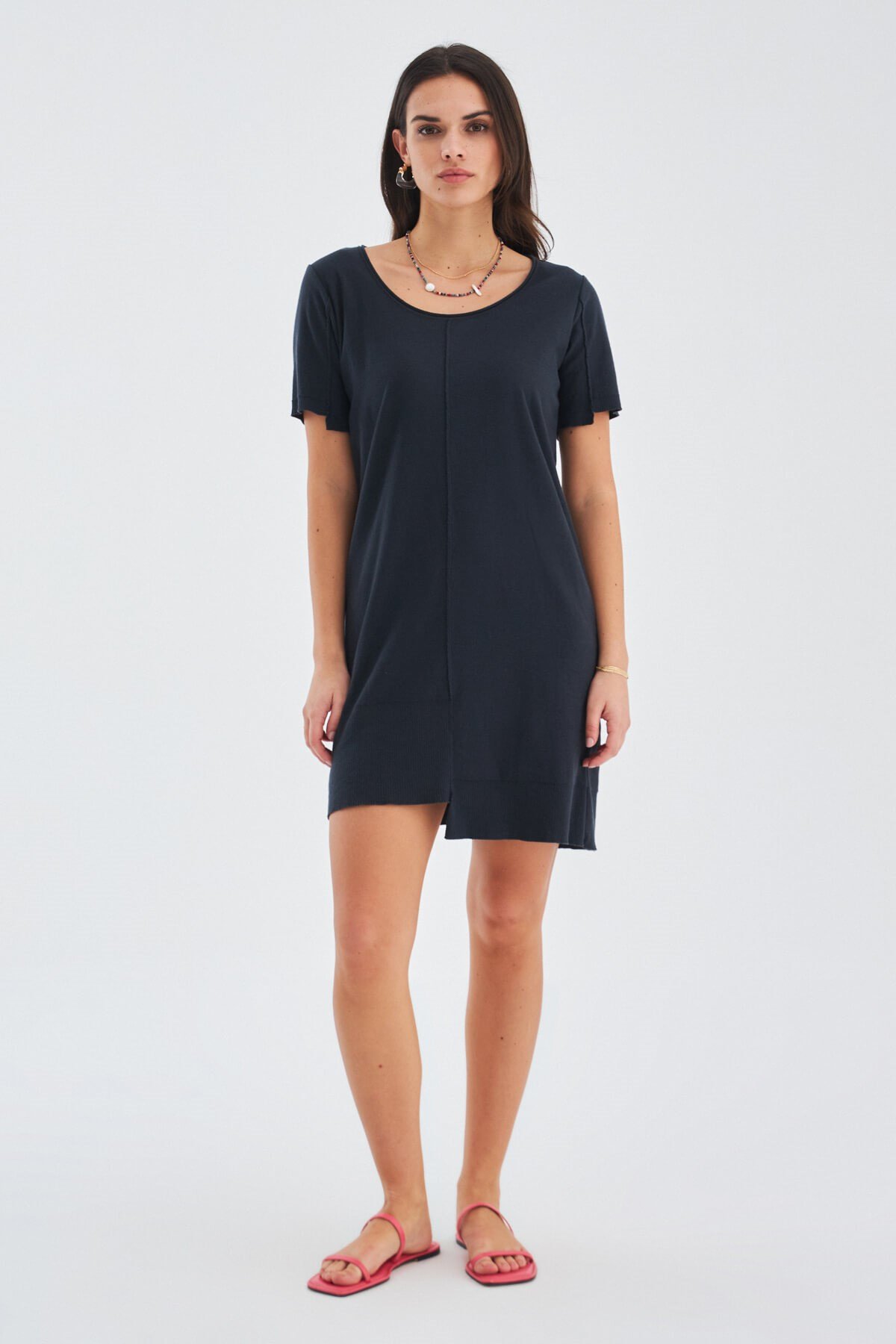 Peraluna Fine Cotton Summer Knitwear Dress - Anthracite