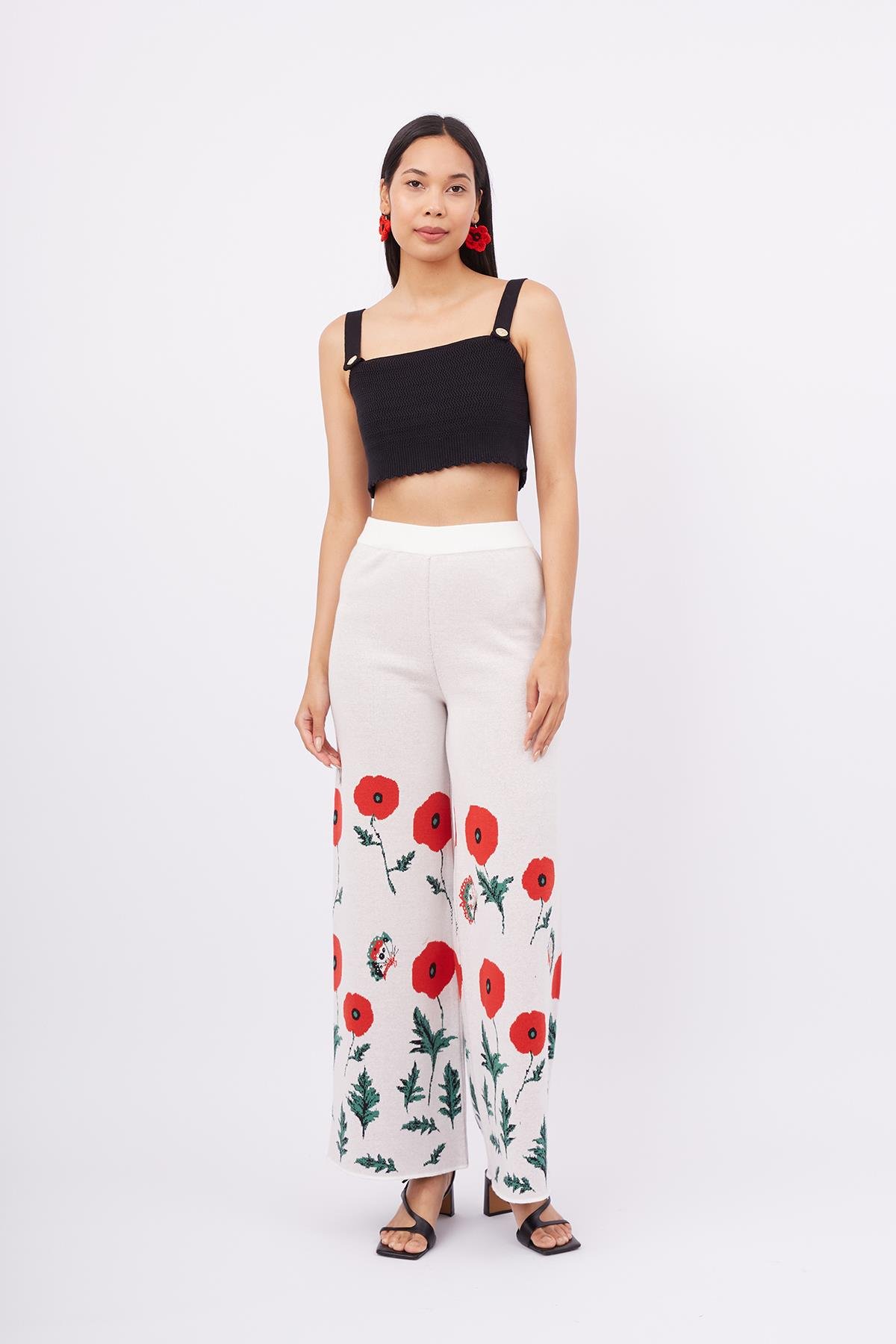 Peraluna IRIS BRALETTE Balık Sırtı Örgü Altın Renk Düğmeli Kadın Triko Bralet - Siyah