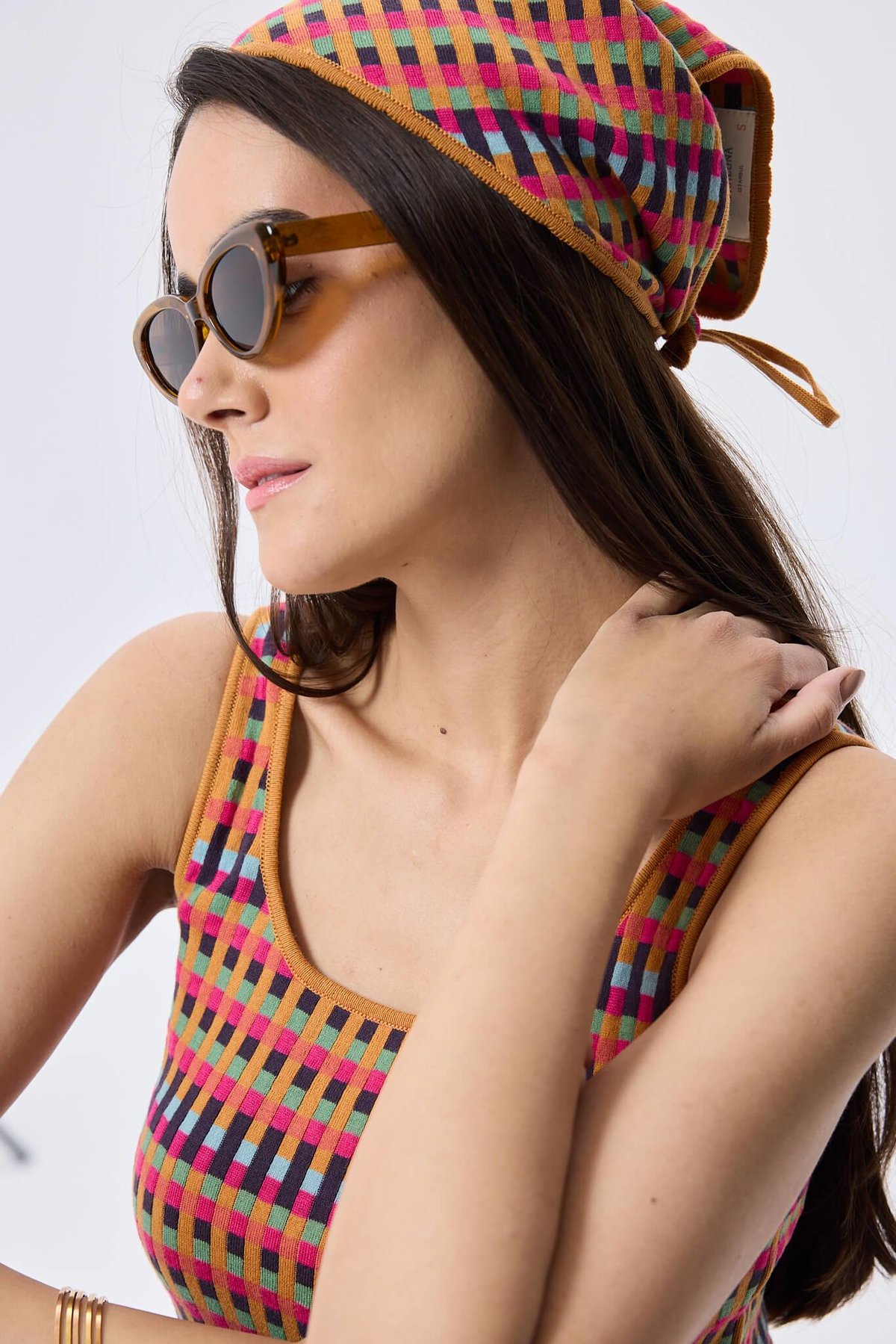 Peraluna Isla, Jakarlı Organik Pamuk Triko Bandana - MULTİ HARDAL