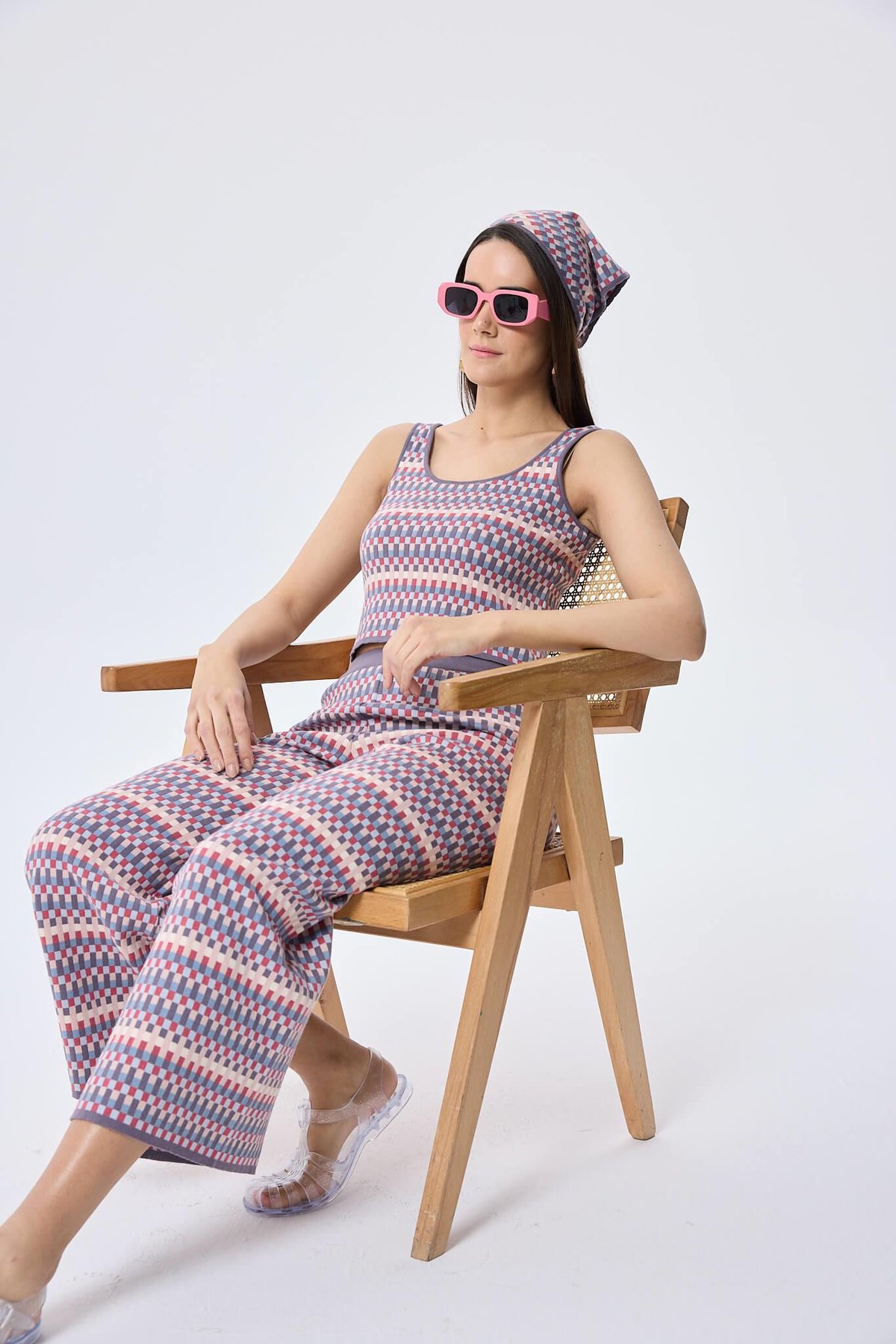 Peraluna Isla, Jakarlı Organik Pamuk Triko Bandana - MULTİ LİLA