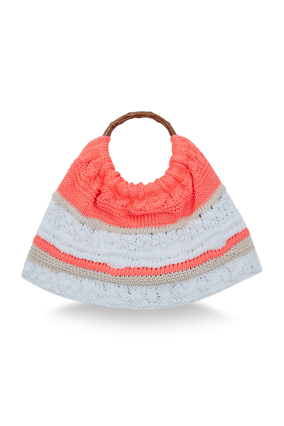 Peraluna JOİ BAG Yuvarlak Saplı Yazlık Kadın Triko Çanta Neon Turuncu