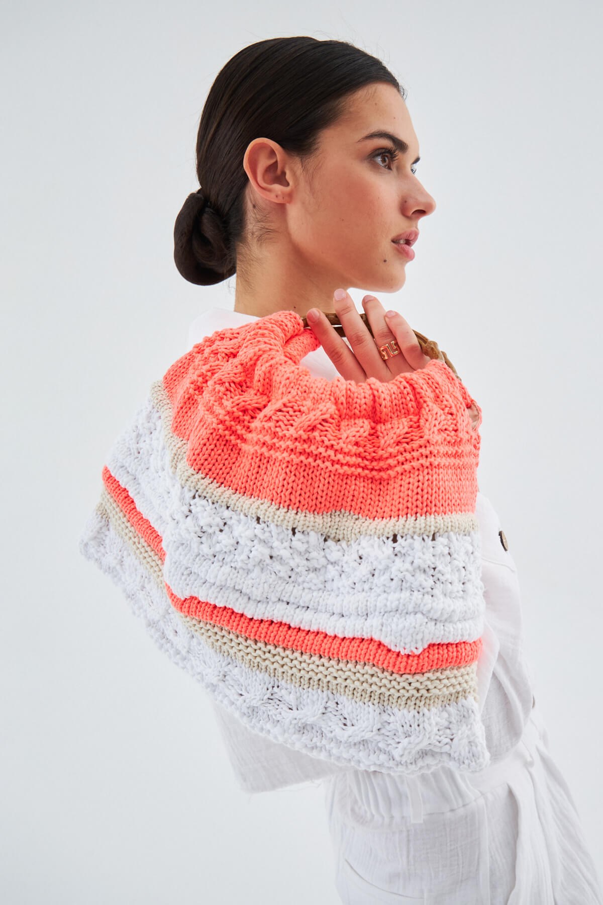 Peraluna JOİ BAG Yuvarlak Saplı Yazlık Kadın Triko Çanta Neon Turuncu