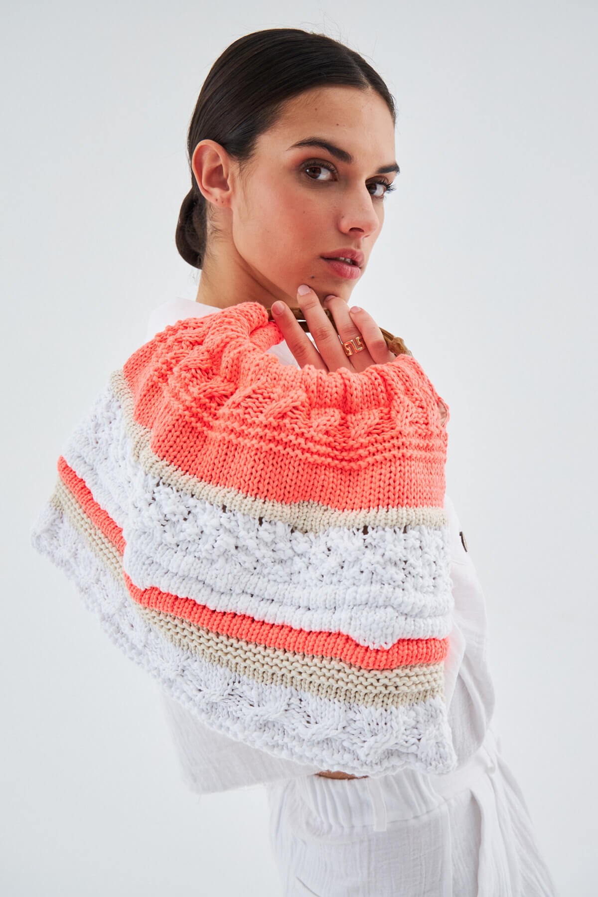 Peraluna JOİ BAG Yuvarlak Saplı Yazlık Kadın Triko Çanta Neon Turuncu