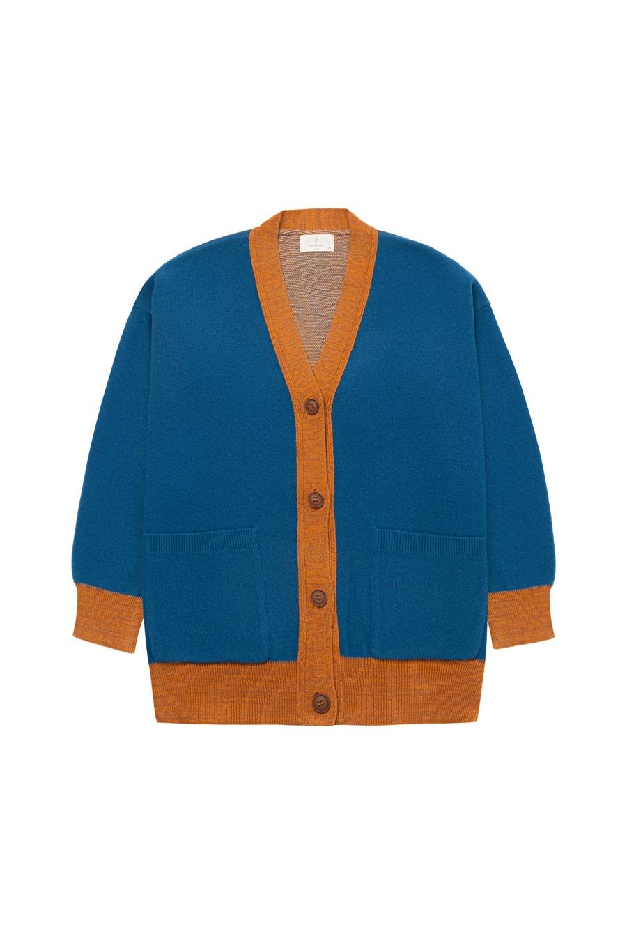 Peraluna JOSEPHINE CARDIGAN V Yaka Jakarlı Geniş Kesim Organik Pamuk-Yün Karışım Kadın Triko Hırka - Multi