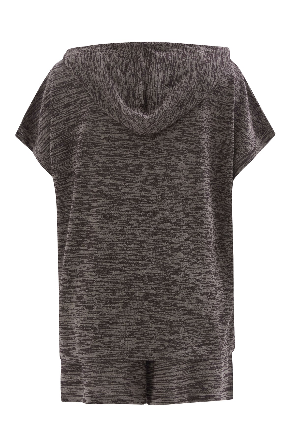 Peraluna KAIRA BLOUSE & SHORTS Kapşonlu Yazlık Kadın Triko Şort Takım Kahve Melanj