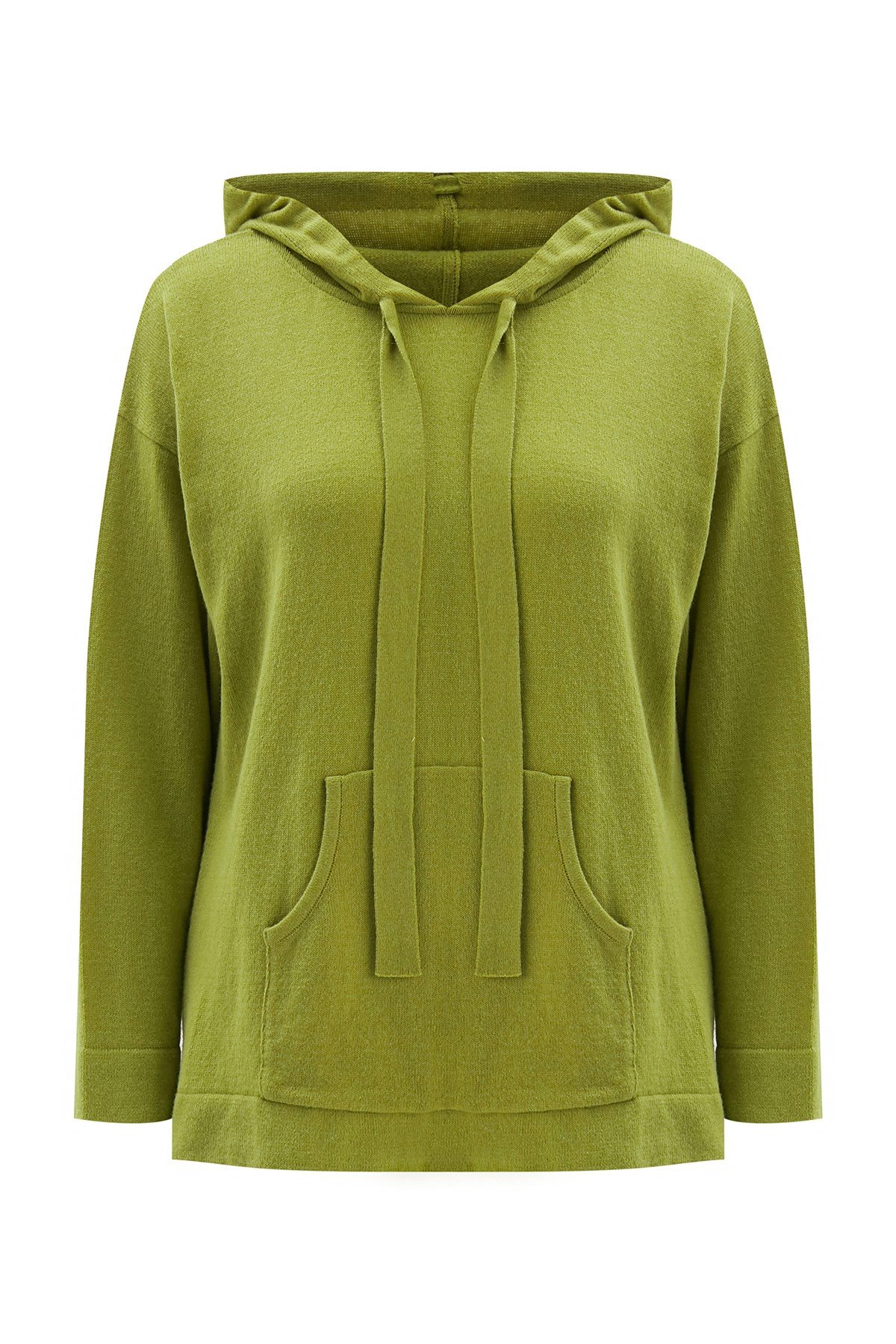 Peraluna Kaşmir Karışım Kapüşonlu Bol Kesim Kadın Triko Kazak Yeşil