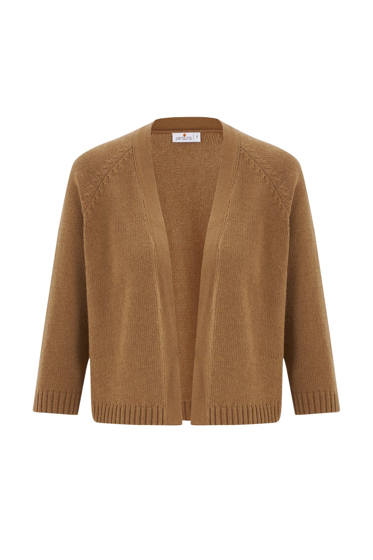 Peraluna Kısa Kaşmir Karışım Kadın Triko Bolero Camel Melanj